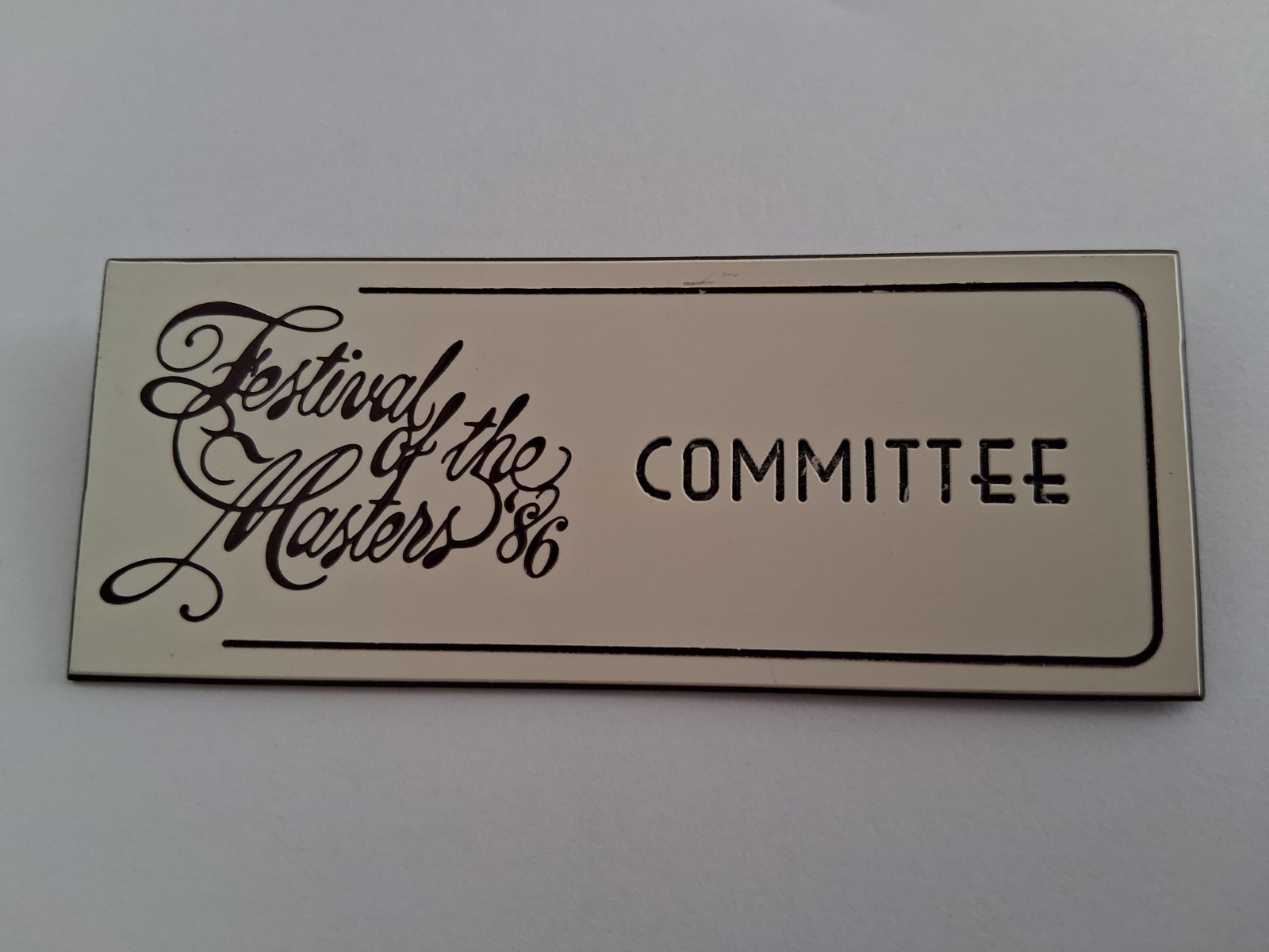 1986 Walt Disney World Festival of the Masters Committee Name Tag Badge Prop