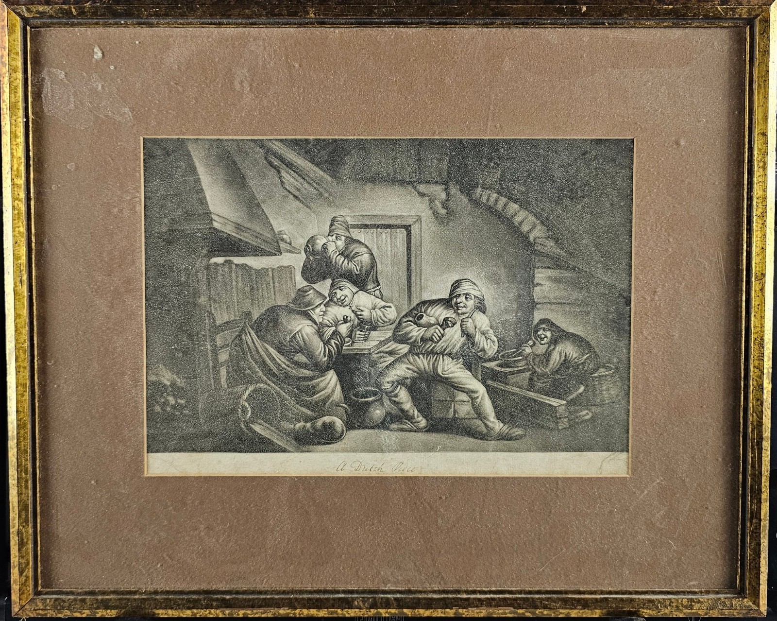 Antique Etching 18th C.The Contented Dutchmen  By Richard Brookshaw (1736–1804)