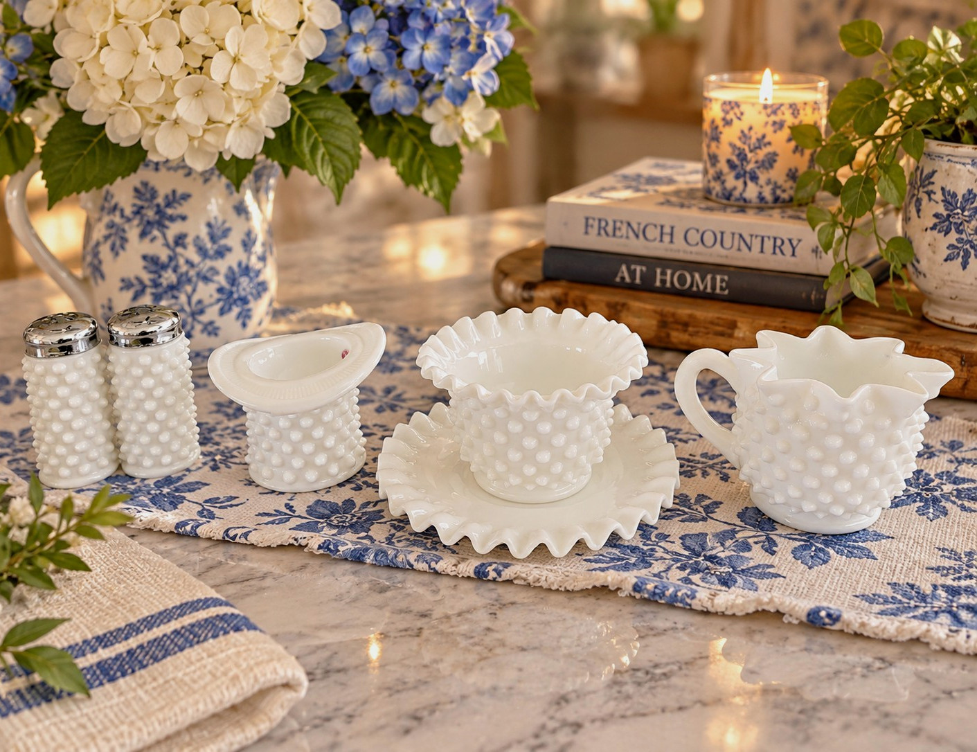 Vintage Fenton Hobnail Milk Glass Collection – 6 Pieces – Original Fenton Label