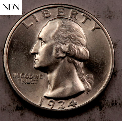 1934-D Washington Quarter - Gem BU - 90% Silver - Key Date