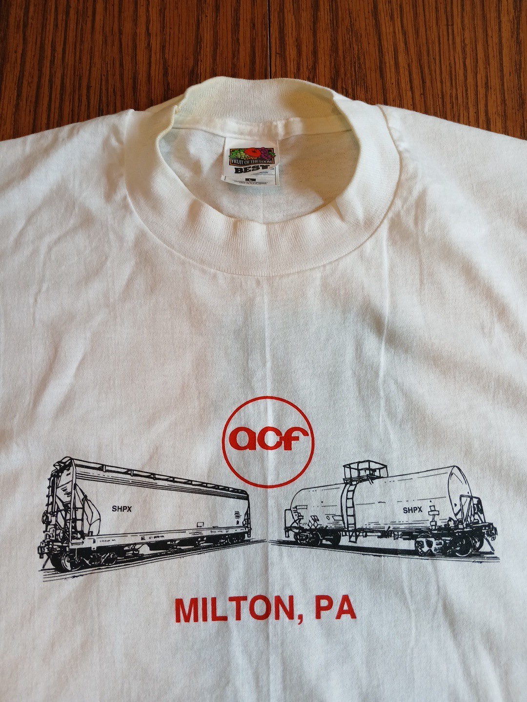 Vintage ACF Railroad Train Freight Car Manufacturer Milton PA -  T-Shirt Large