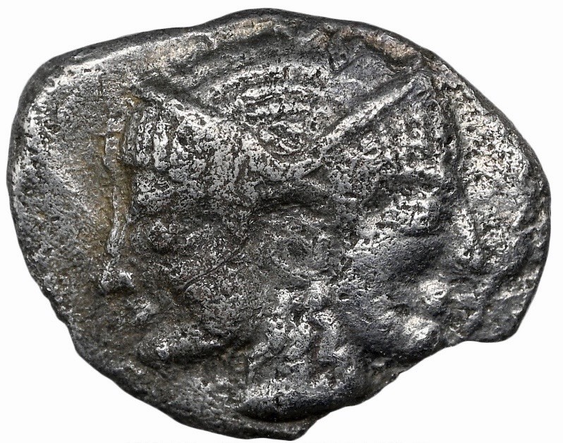 Mysia Lampsacus 500-450 BC, Janiform Head AR Obol Rare Greek Silver Coin, NGC VF