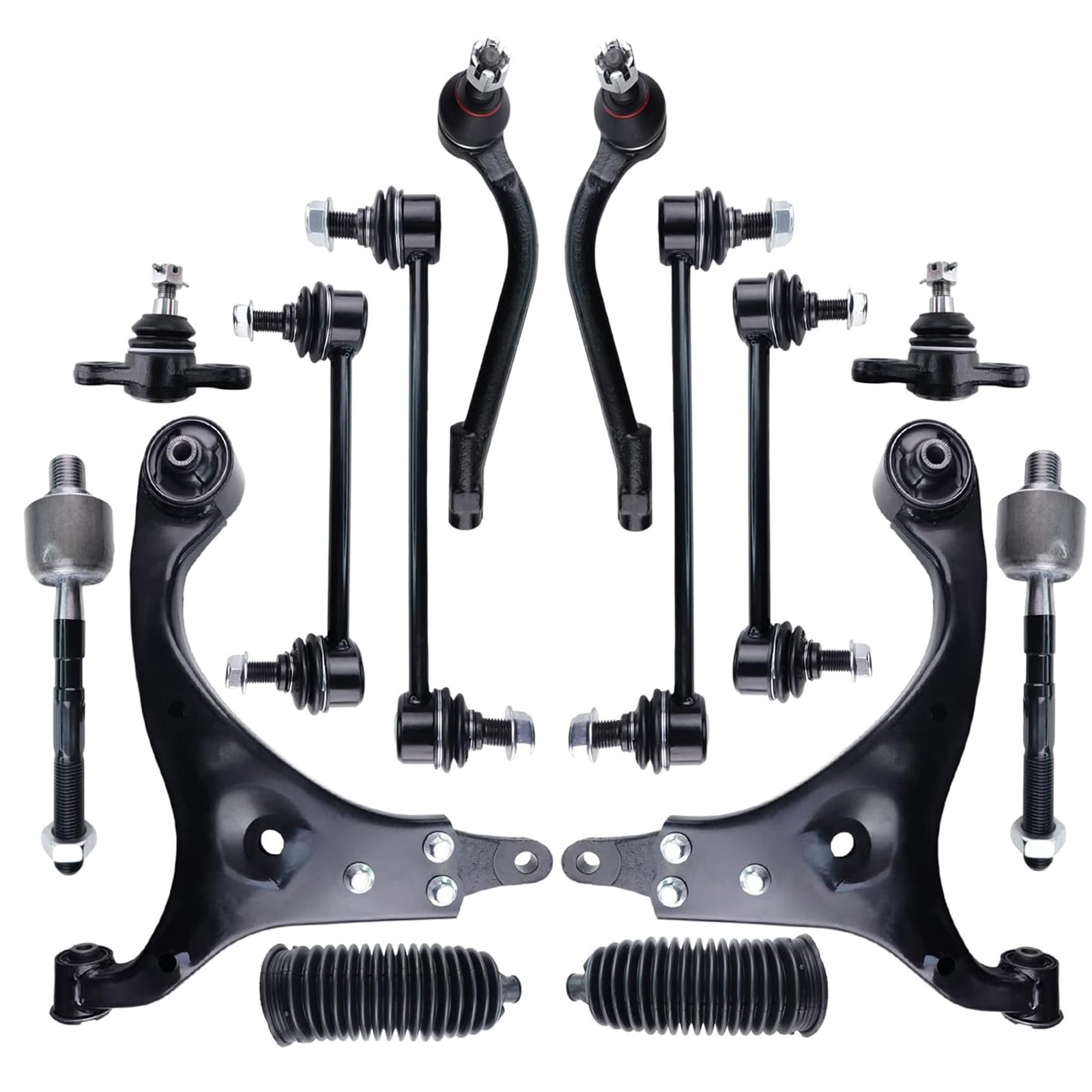 14pc Front Suspension Kit Control Arm Ball Joints Tie Rods Elantra 07-12 K641580
