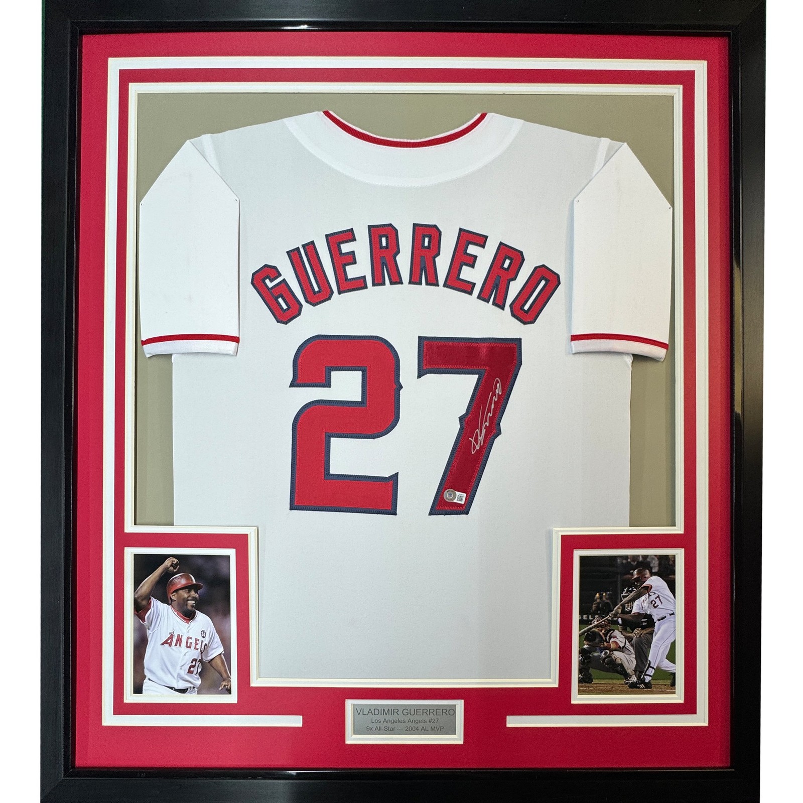 Framed Autographed/Signed Vladimir Vlad Guerrero 35x39 LA White Jersey COA