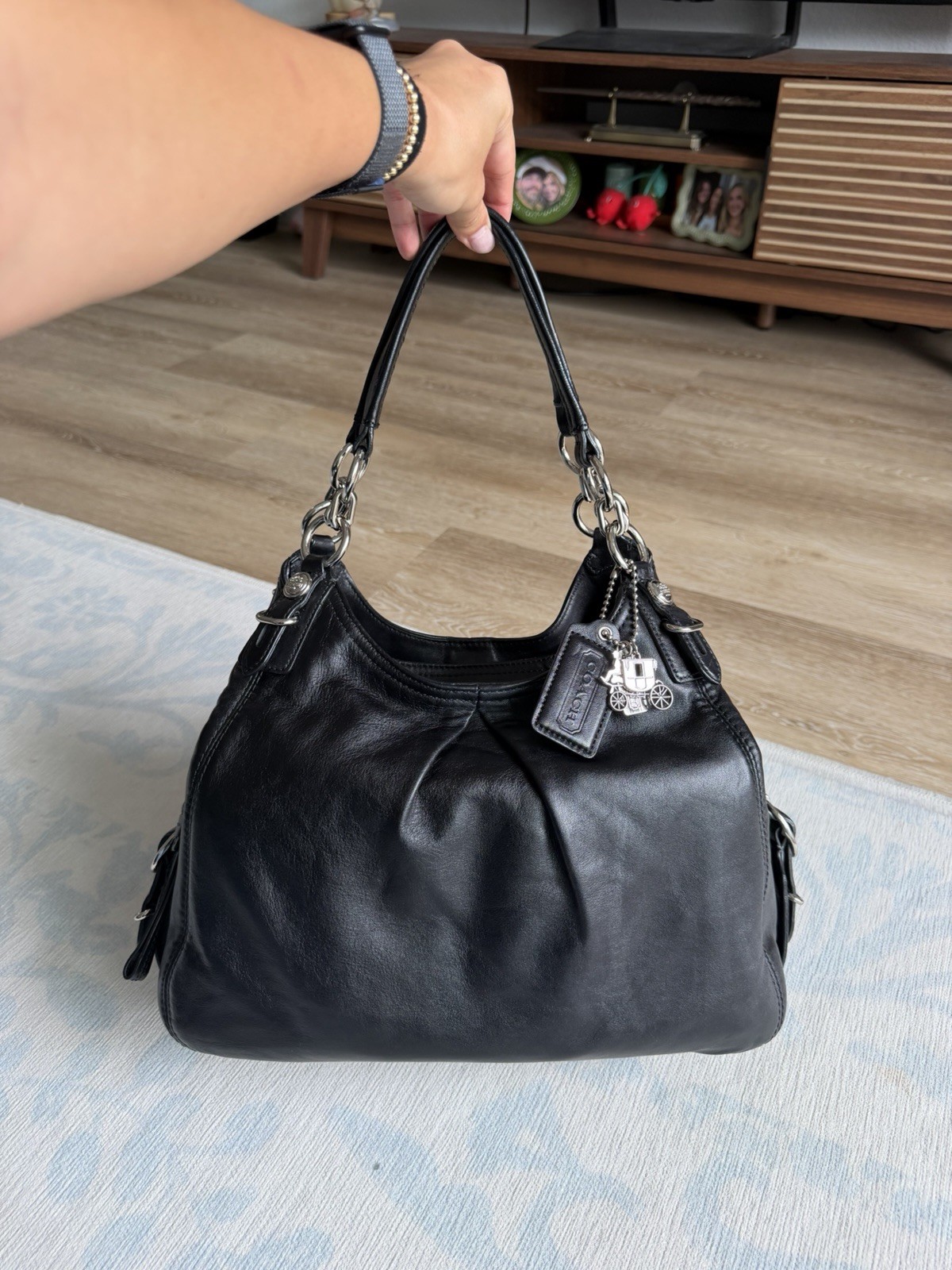 Coach Madison Mia Maggie Leather Bag Black Gold Brass Hardware 15742 EUC Coach Madison Mia Maggie Leather Bag Black Gold Brass Hardware 15742 EUC