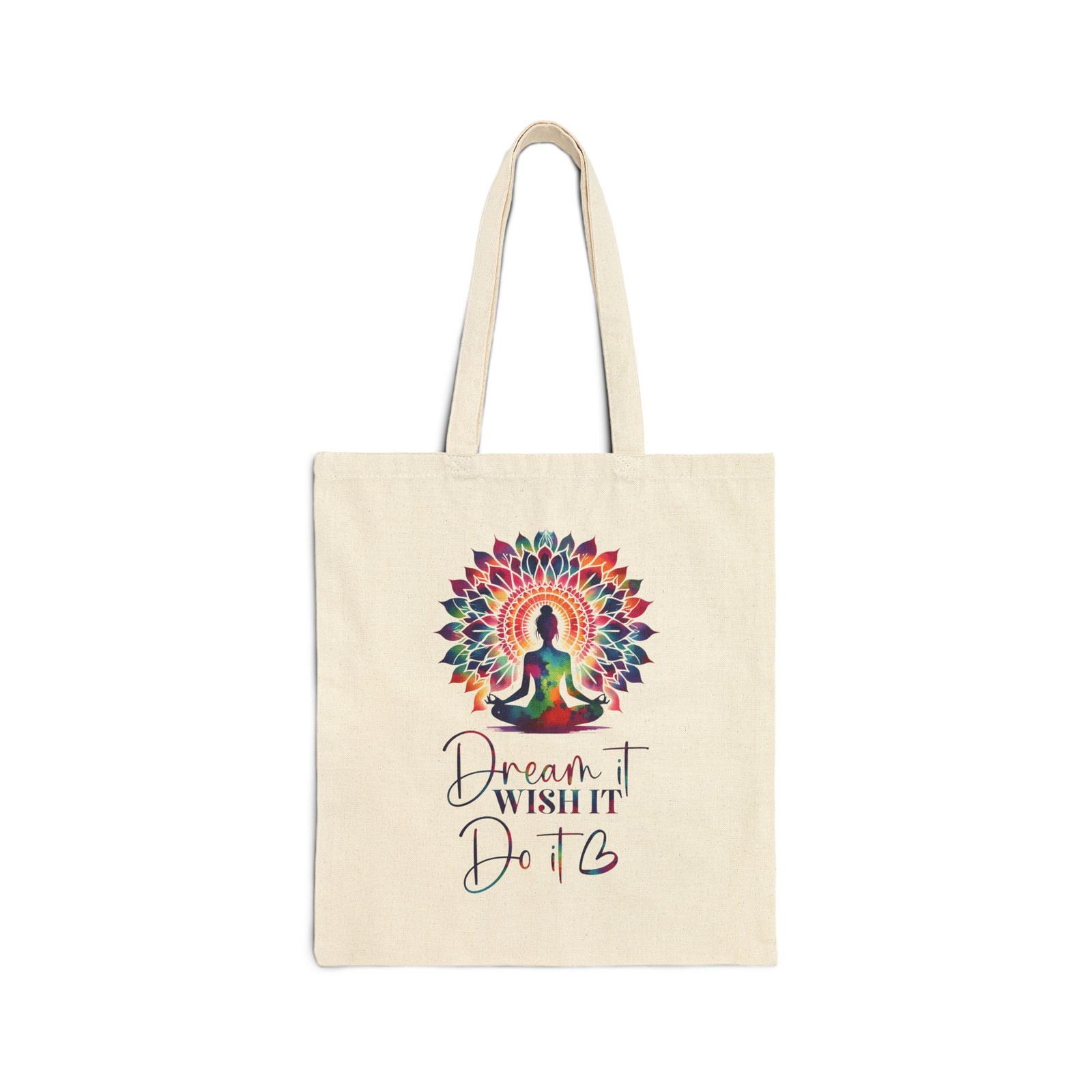 Dream It Wish It Do It Rainbow Mandala Tote