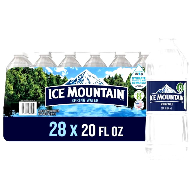 💧Ice Mountain Spring Water 20 oz Bottles 28 Pack Natural Water 