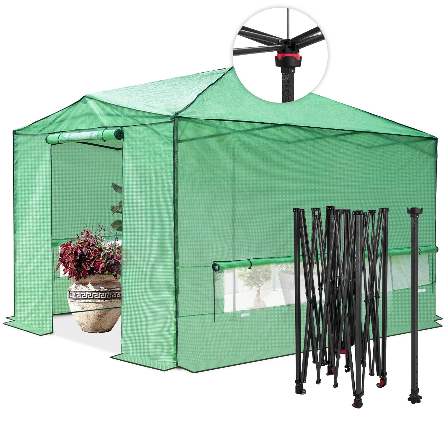 EAGLE PEAK 12x8 Portable Large Walk-in Instant Greenhouse with Support Pole