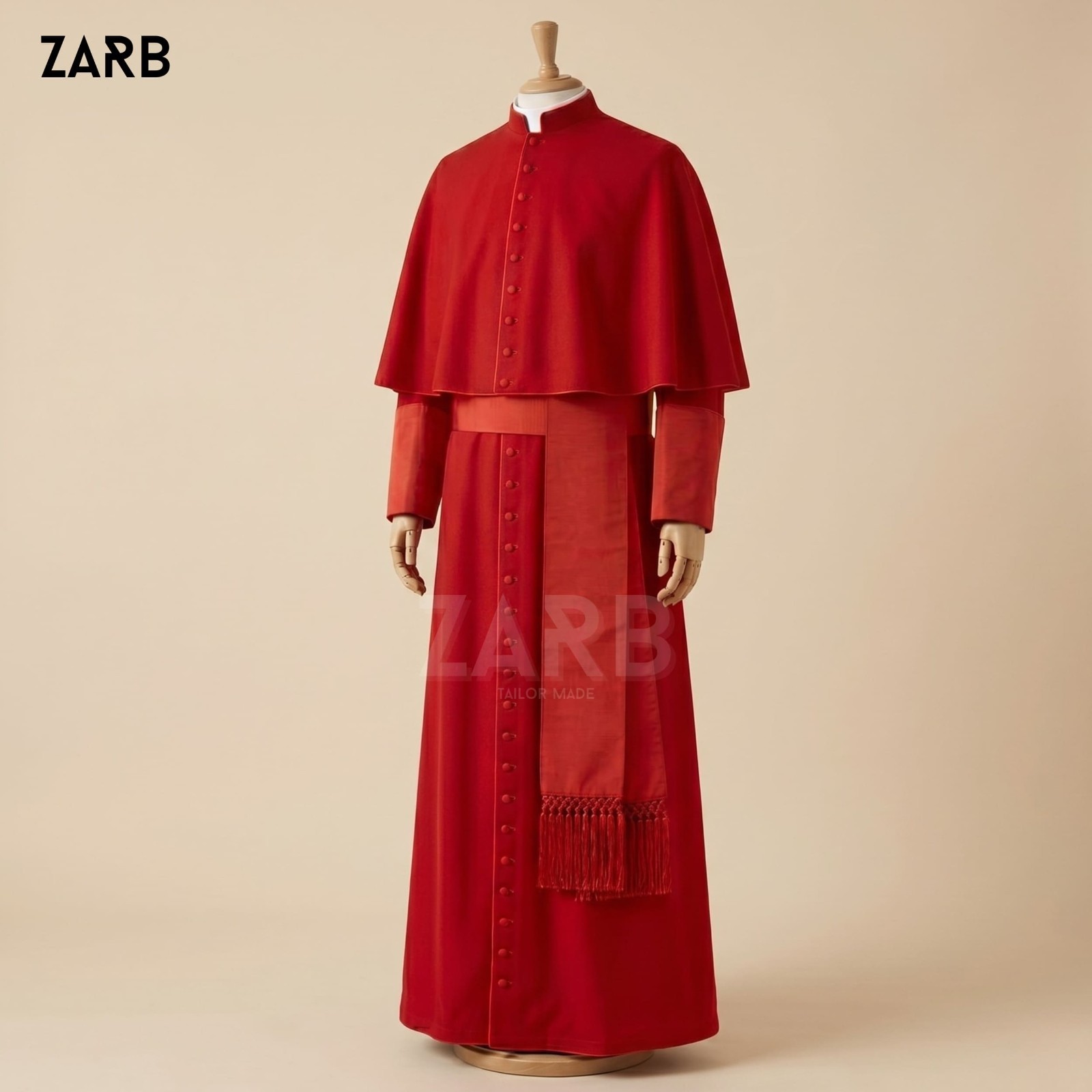 Cardinal Red Cassock with Mozzetta | Tailored Scarlet Clergy Robe, Made to Order
