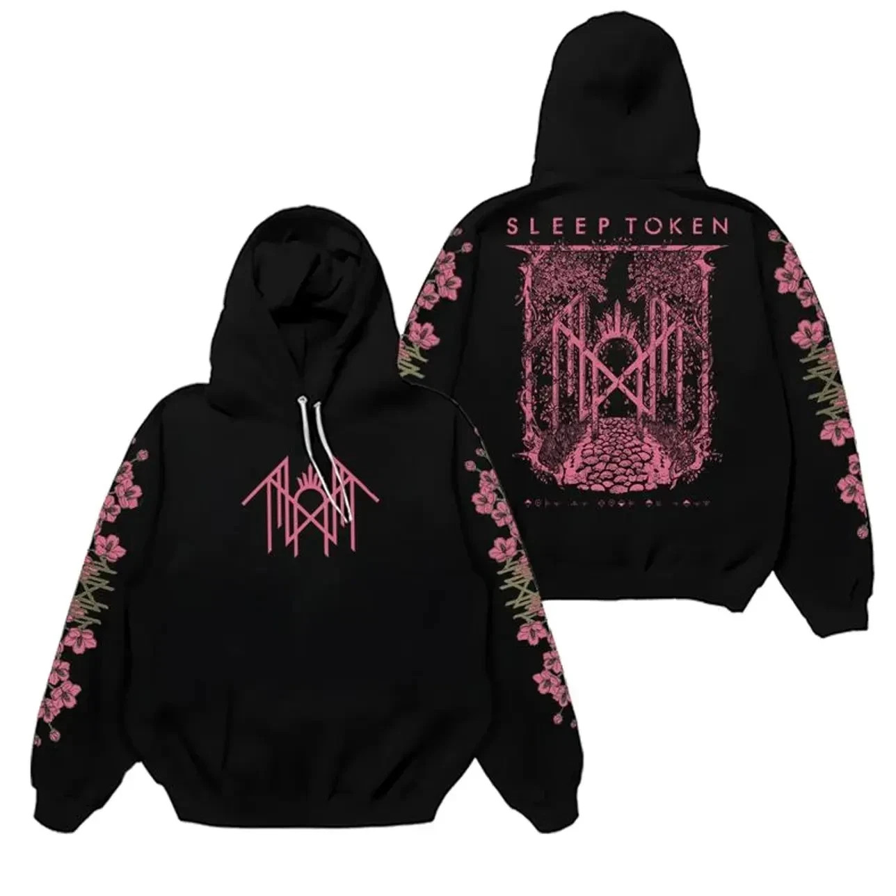Retro Retro Sleep Token Even In Arcadia Floral Inspired Graphic Hoodie