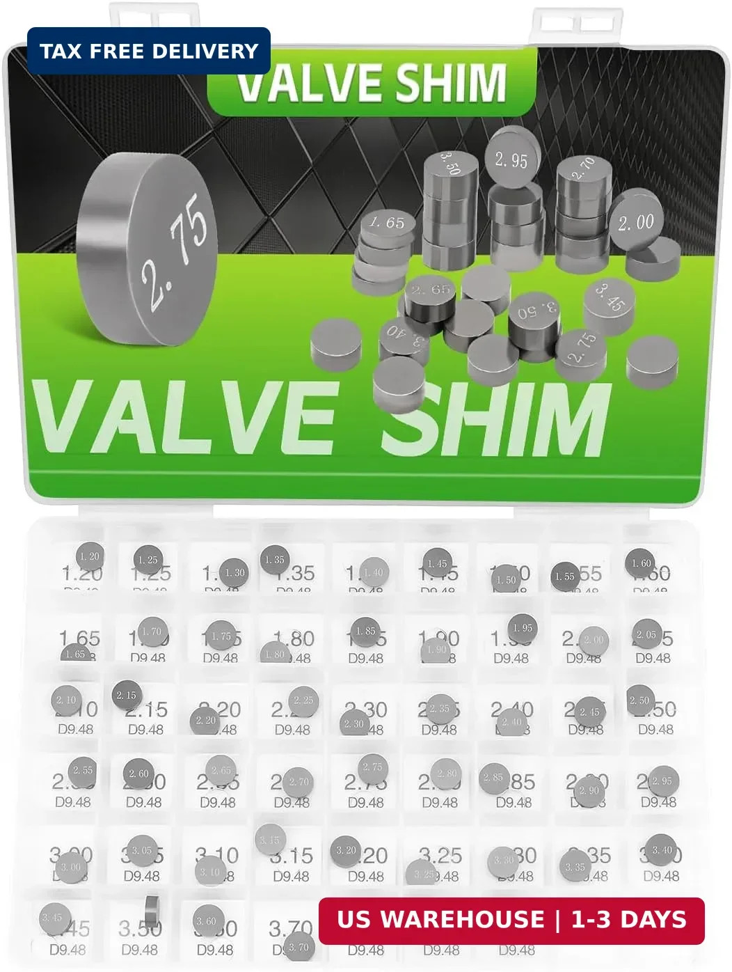 9.48mm Thick Adjustable Valve Shim Kit (52pcs)