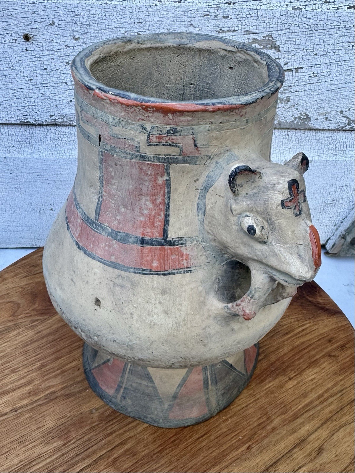 Vintage Southwestern Pottery Animal Effigy Vessel Hand Painted Folk Art Vintage Southwestern Pottery Animal Effigy Vessel Hand Painted Folk Art