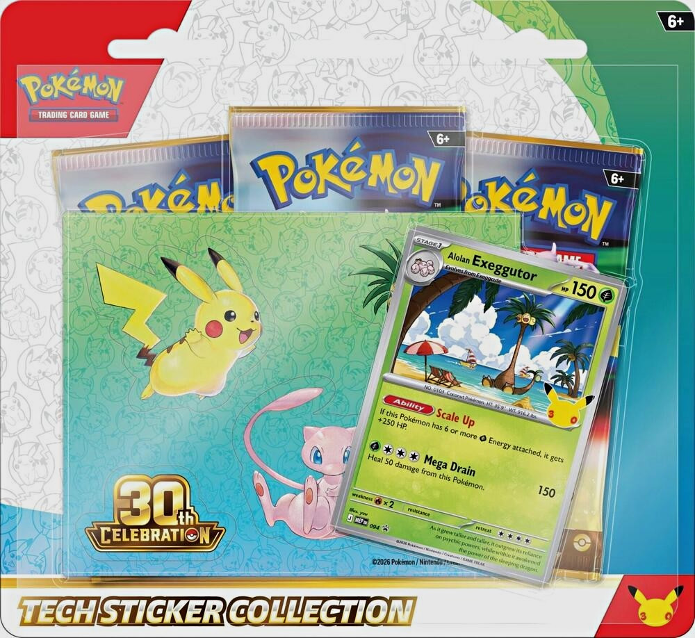 Pokemon 30th Celebration Tech Sticker Collection 3-Card Pack English Pokemon 30th Celebration Tech Sticker Collection 3-Card Pack English