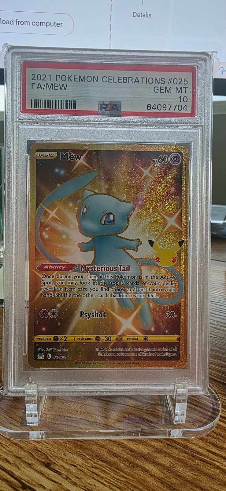 2021 Pokemon Sword And Shield Celebrations Mew #025 PSA 10 Ultra Rare Gem Mint