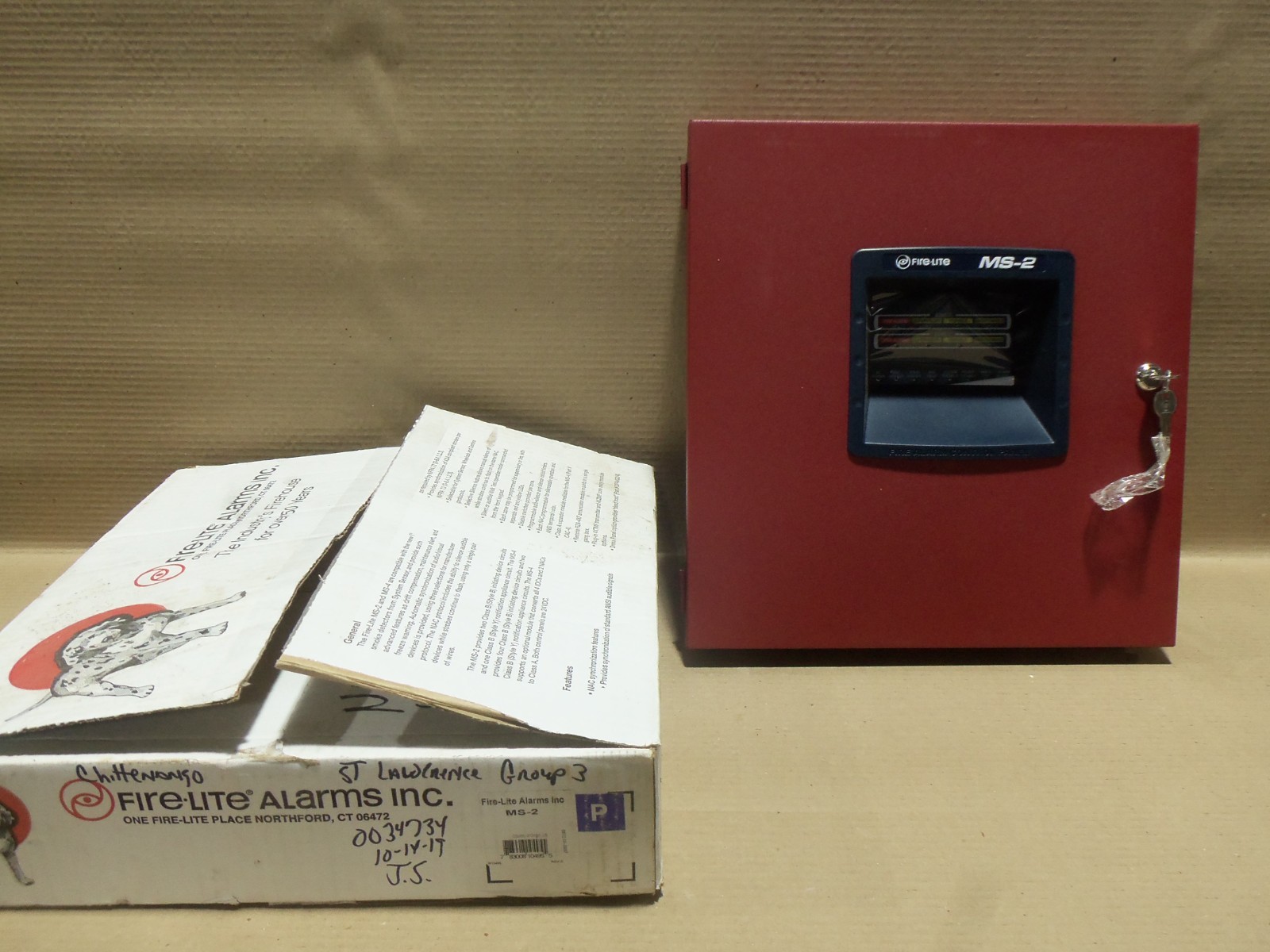 NEW FIRE-LITE ALARMS MS-2 FIRE ALARM 2-ZONE CONVENTIONAL CONTROL PANEL W/ KEYS