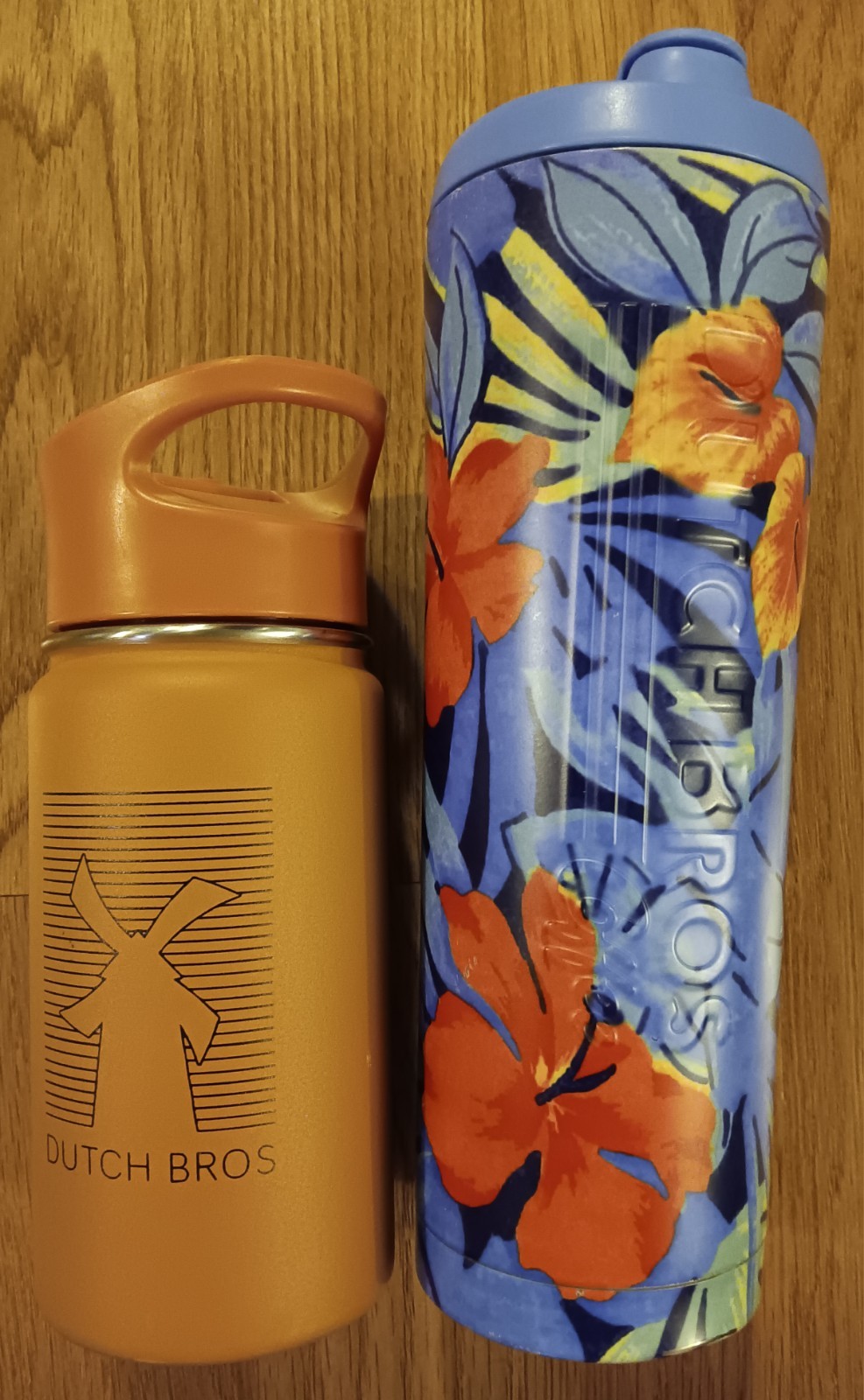 Lot of 2 DUTCH BROS Flask 28 & 12oz Coffee Hydro Water Stainless Steel Mug Cups