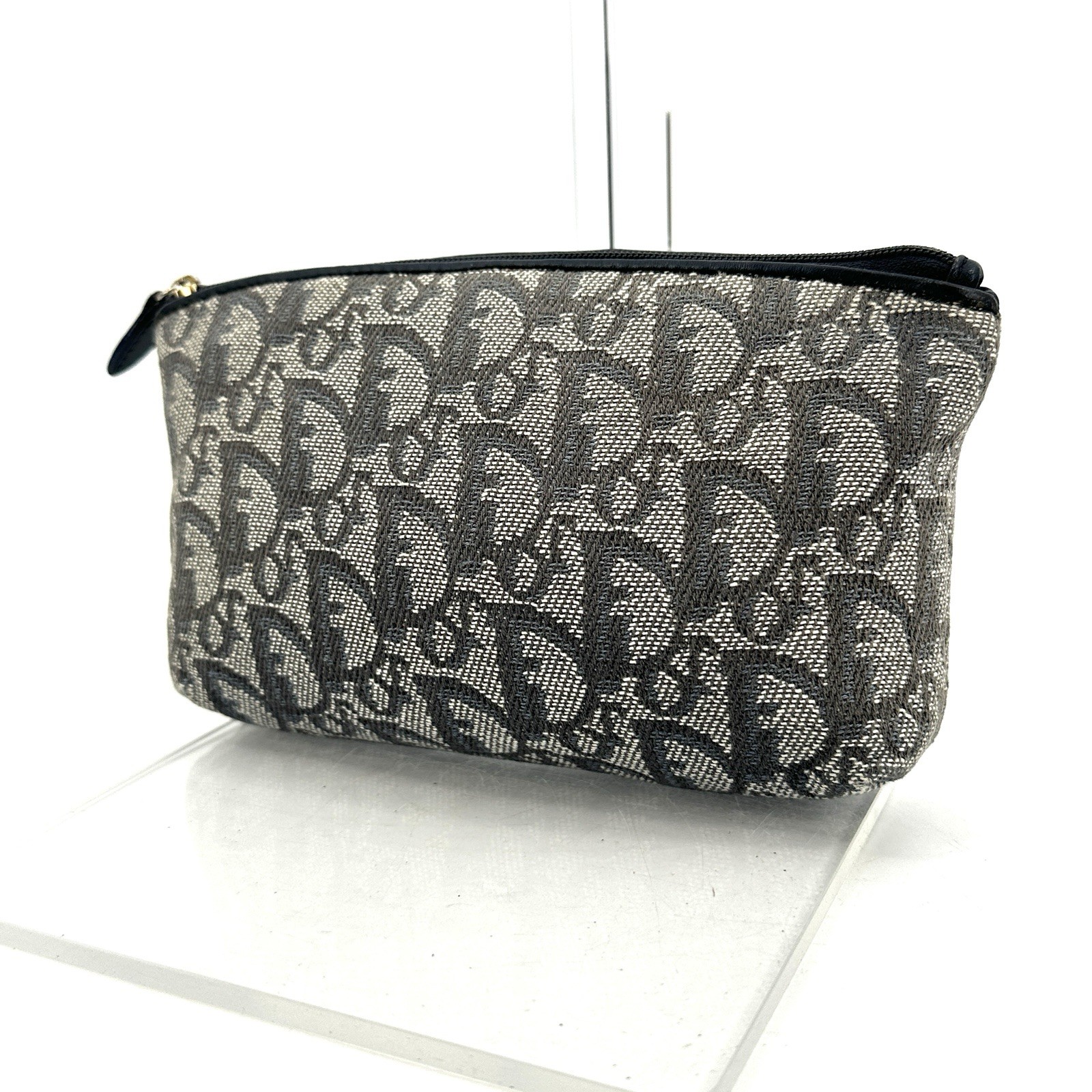 DDP Auth Vintage Christian Dior  Trotter Monogram Gray Canvas Pouch Bag 90s