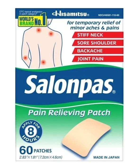 Salonpas 8 Hour Pain Relief Patch with Camphor Back & Muscles 60 Count Salonpas 8 Hour Pain Relief Patch with Camphor Back & Muscles 60 Count