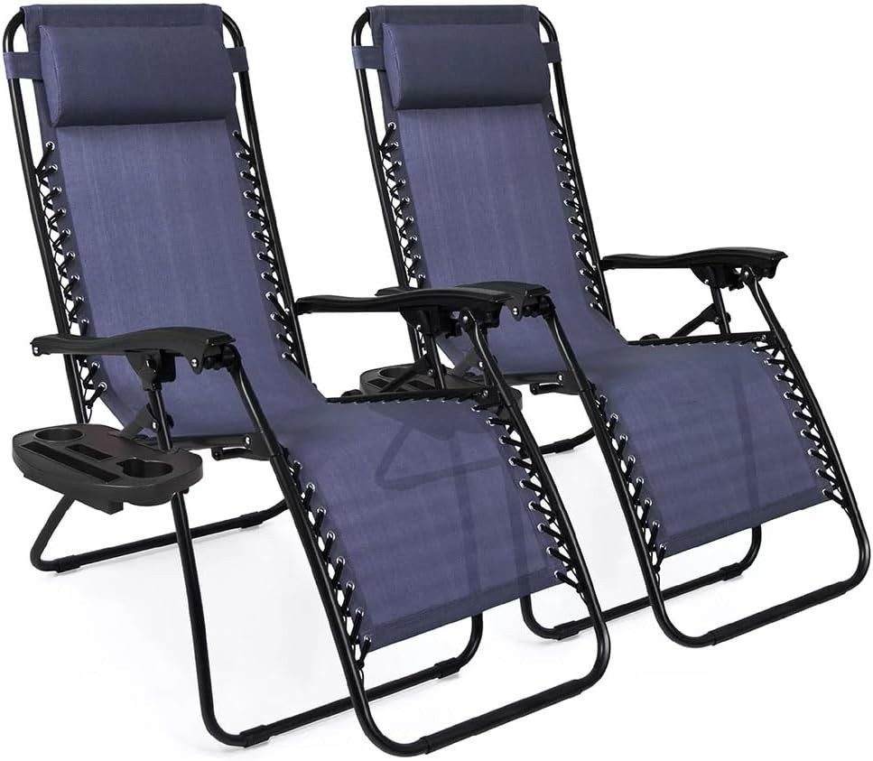 2-Pack of Outdoor Reclining Chairs Zero Gravity Chair Patio Pool Lounge Chairs 2-Pack of Outdoor Reclining Chairs Zero Gravity Chair Patio Pool Lounge Chairs