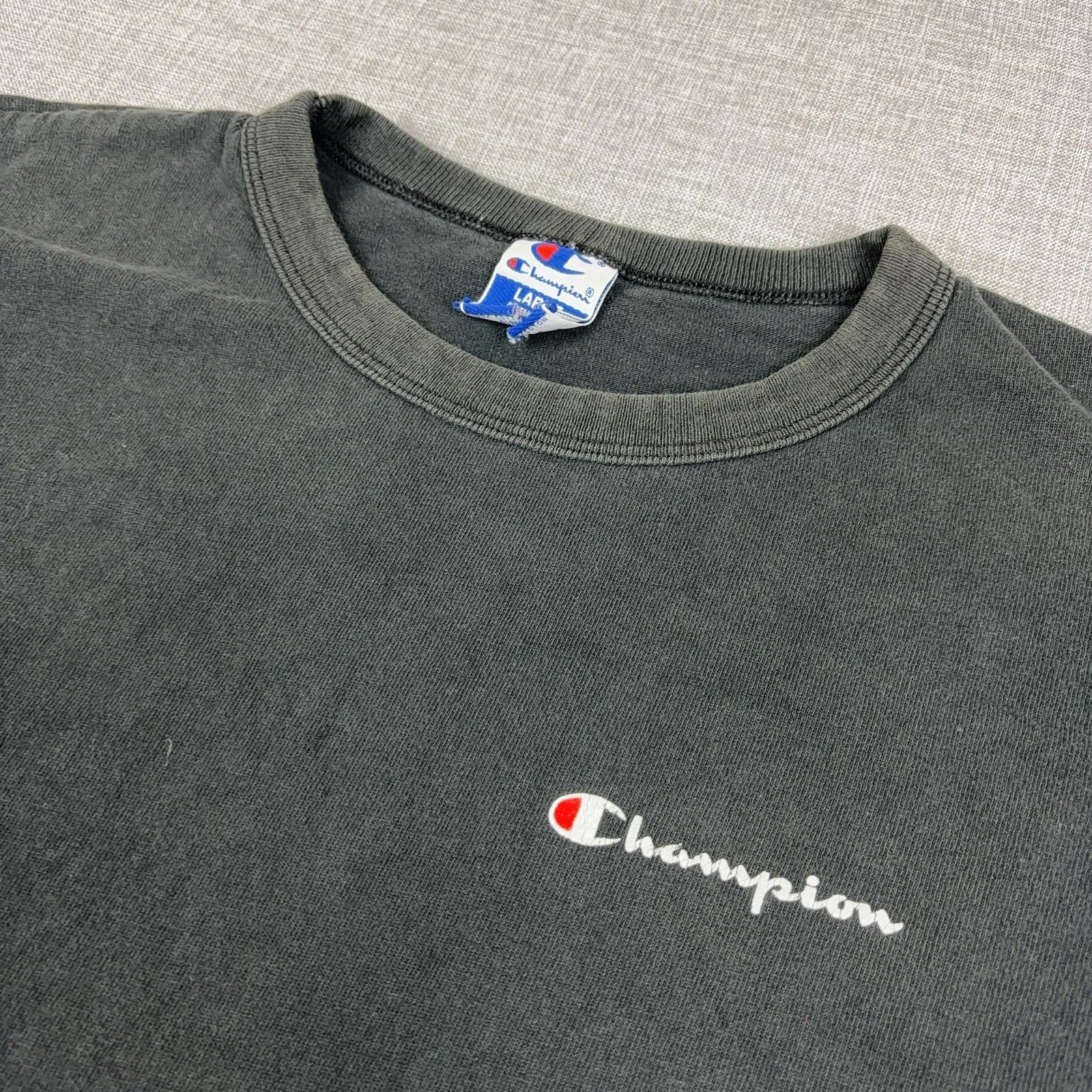 Vintage Champion Shirt Mens Large Black Crewneck Embroidered Tee Single Stitch Vintage Champion Shirt Mens Large Black Crewneck Embroidered Tee Single Stitch