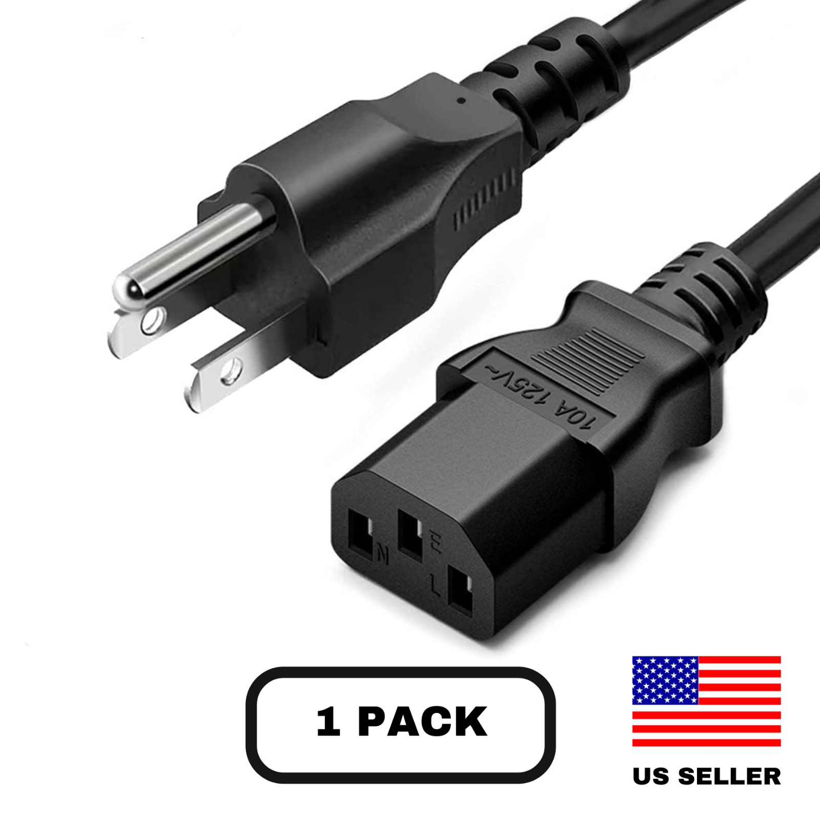 Lot of 3 Prong AC Power Cord Standard Electrical Cable Universal 3FT 5FT 10FT