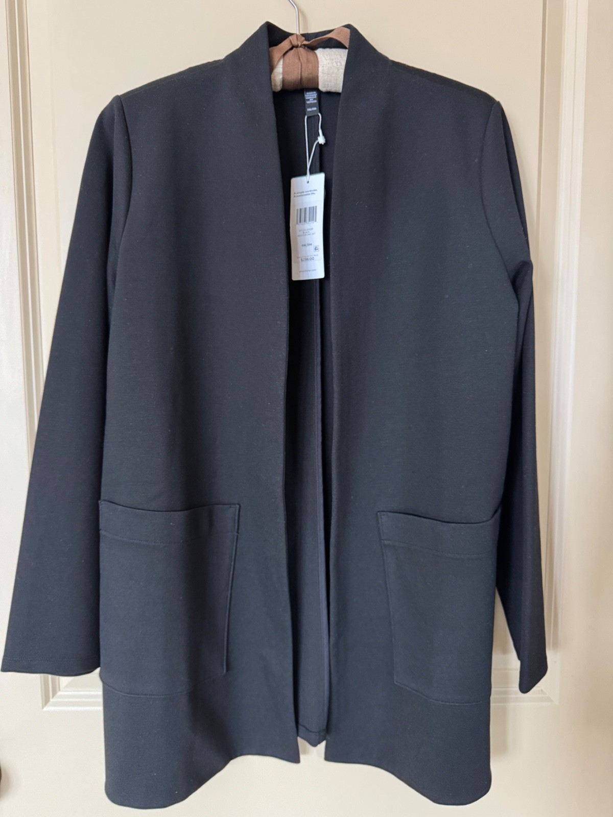 NWT Eileen Fisher $298 Black Flex Ponte High Collar Jacket Petite Medium NWT Eileen Fisher $298 Black Flex Ponte High Collar Jacket Petite Medium
