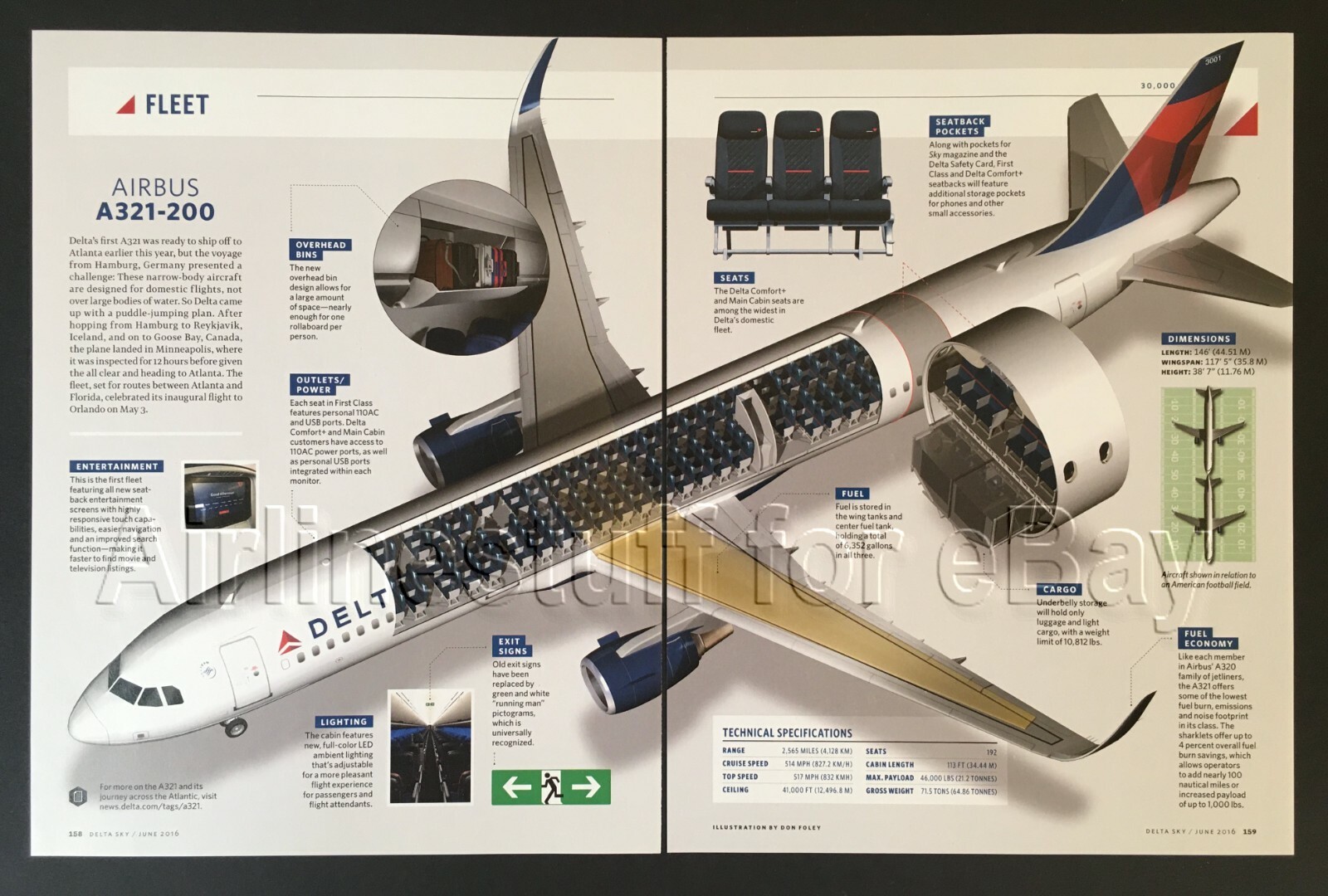 2016 DELTA AIR LINES Airbus A321 jet cutaway AD airlines airways advert