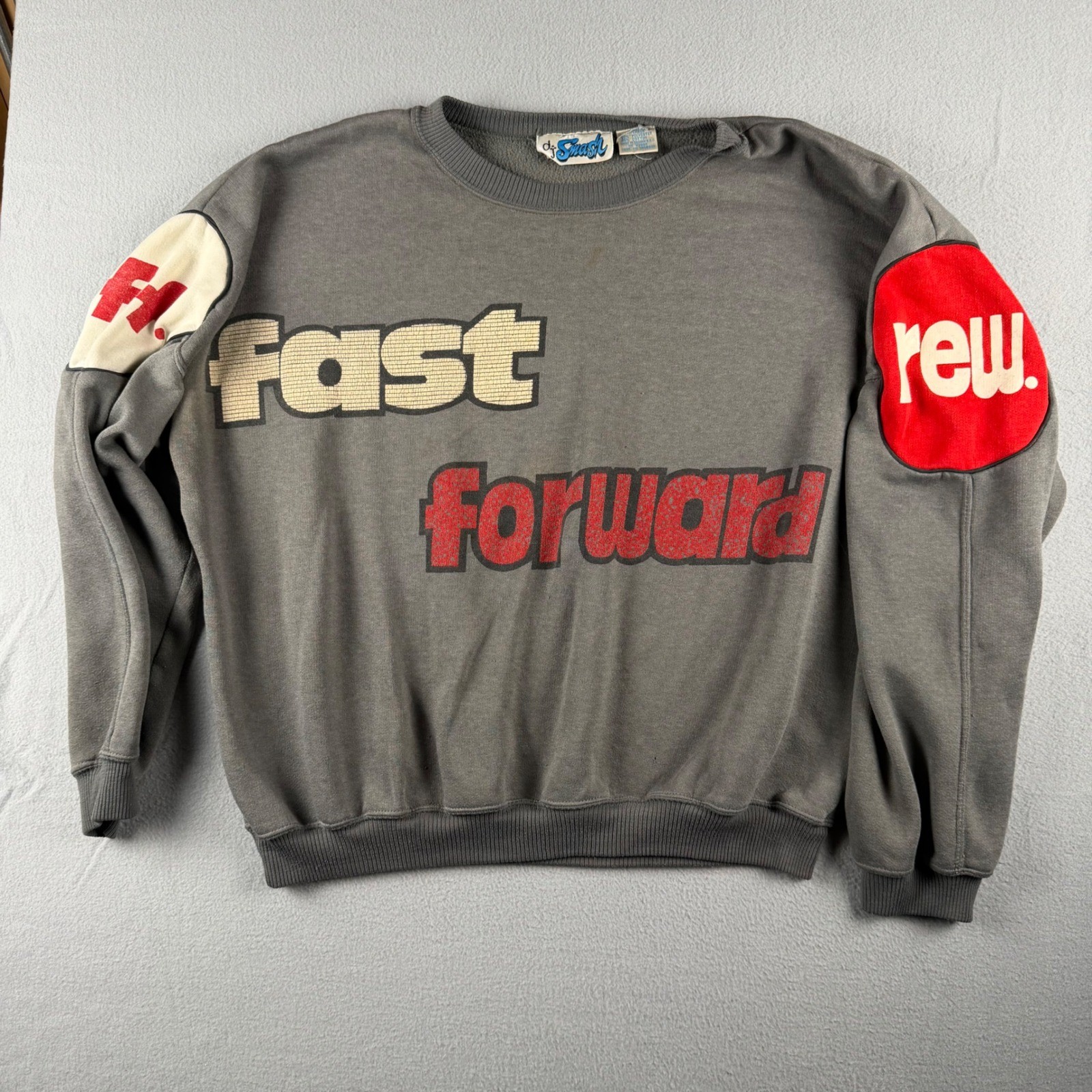 Vintage DJ Smash Fast Forward Rewind Graphic Sweatshirt Gray Mens Large