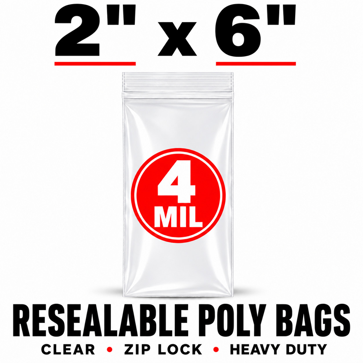 2x6 Clear  Bags 4 Mil Reclosable Poly Bags Heavy Duty Small Parts