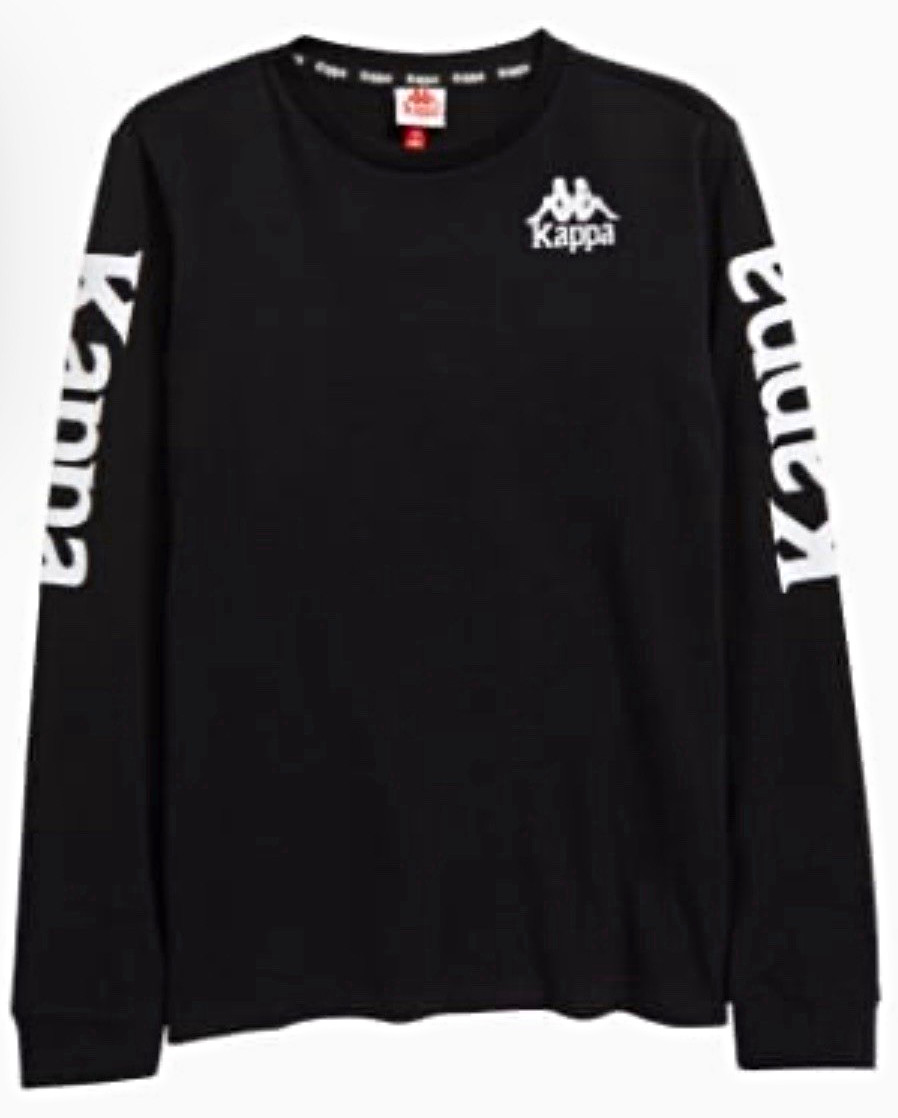 Kappa Teens L Black Cotton Long Sleeve Crew Neck Graphic Logo T-Shirt Kappa Teens L Black Cotton Long Sleeve Crew Neck Graphic Logo T-Shirt