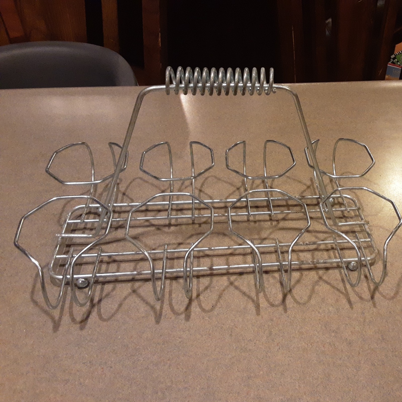 VTG Mid Century Modern Drinking 8 Glass Holder Caddy Carrier Silver MCM Art Deco