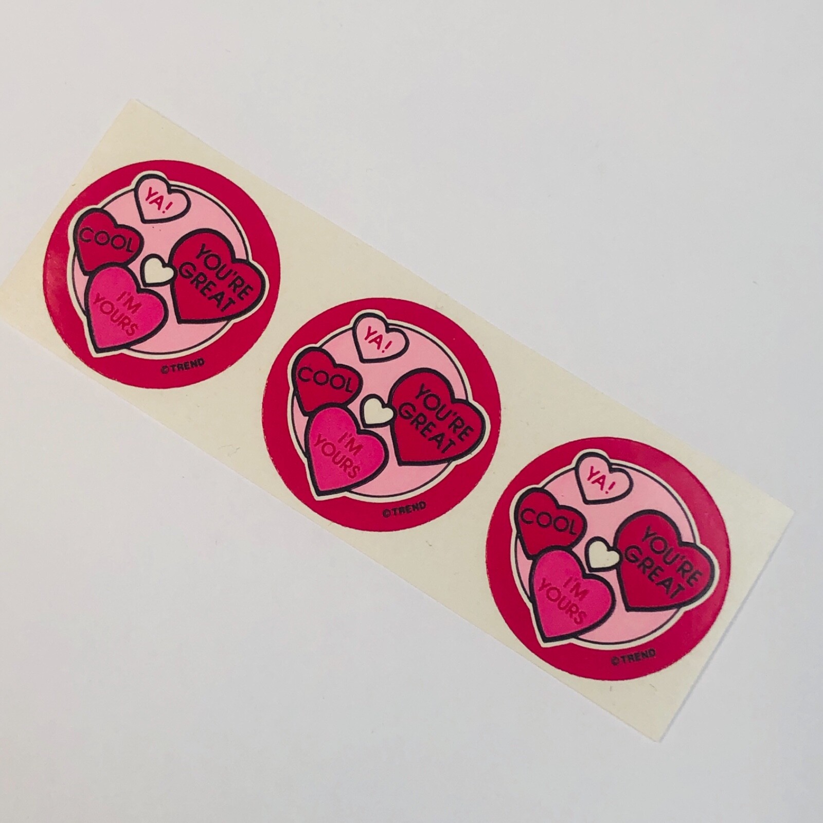 Vintage Trend Candy Hearts Scratch & Sniff Stickers Strip of 3 BIN 74 Vintage Trend Candy Hearts Scratch & Sniff Stickers Strip of 3 BIN 74
