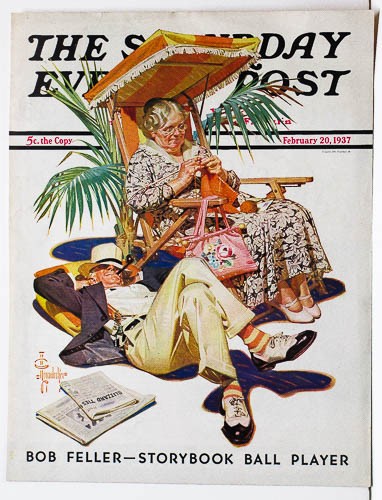 Original 1937 Leyendecker Post Cover – Elderly Couple in Florida