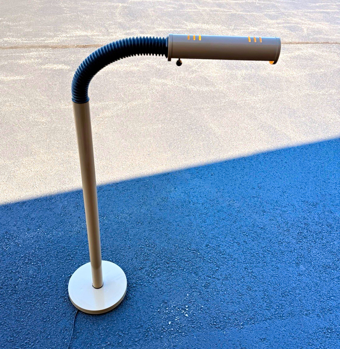 Vintage 1980s Postmodern Floor Lamp Gooseneck Space Age Beige Task Reading