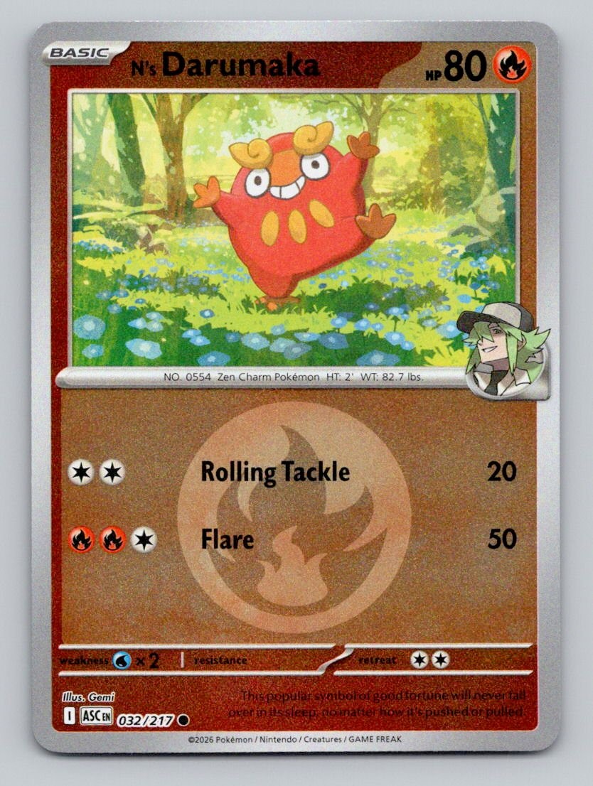N\'s Darumaka (Energy Symbol Pattern) 032/217 Ascended Heroes Pokemon Reverse N\'s Darumaka (Energy Symbol Pattern) 032/217 Ascended Heroes Pokemon Reverse