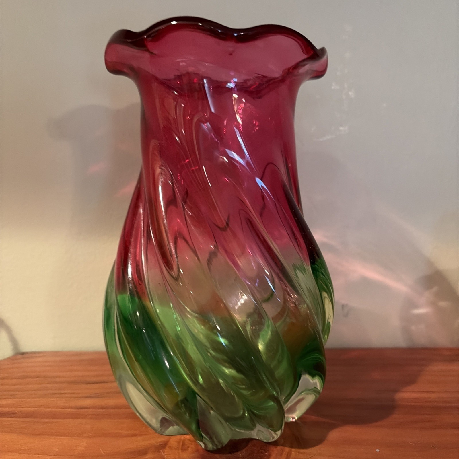 Vintage Teleflora Hand Blown Glass Watermelon Vase Vintage Teleflora Hand Blown Glass Watermelon Vase