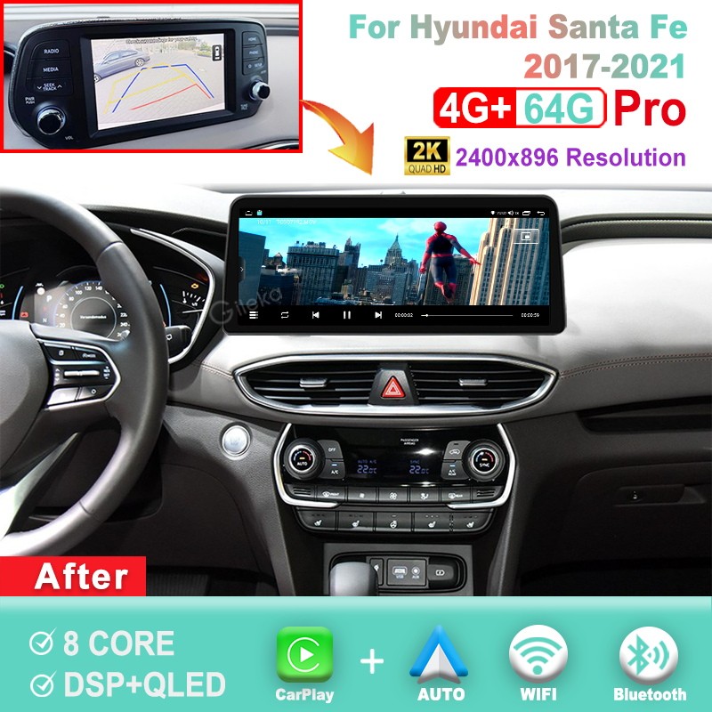 12.3 inch 2K Screen Android Car Radio For Hyundai Santa Fe 2017-2021 Carplay GPS 12.3 inch 2K Screen Android Car Radio For Hyundai Santa Fe 2017-2021 Carplay GPS
