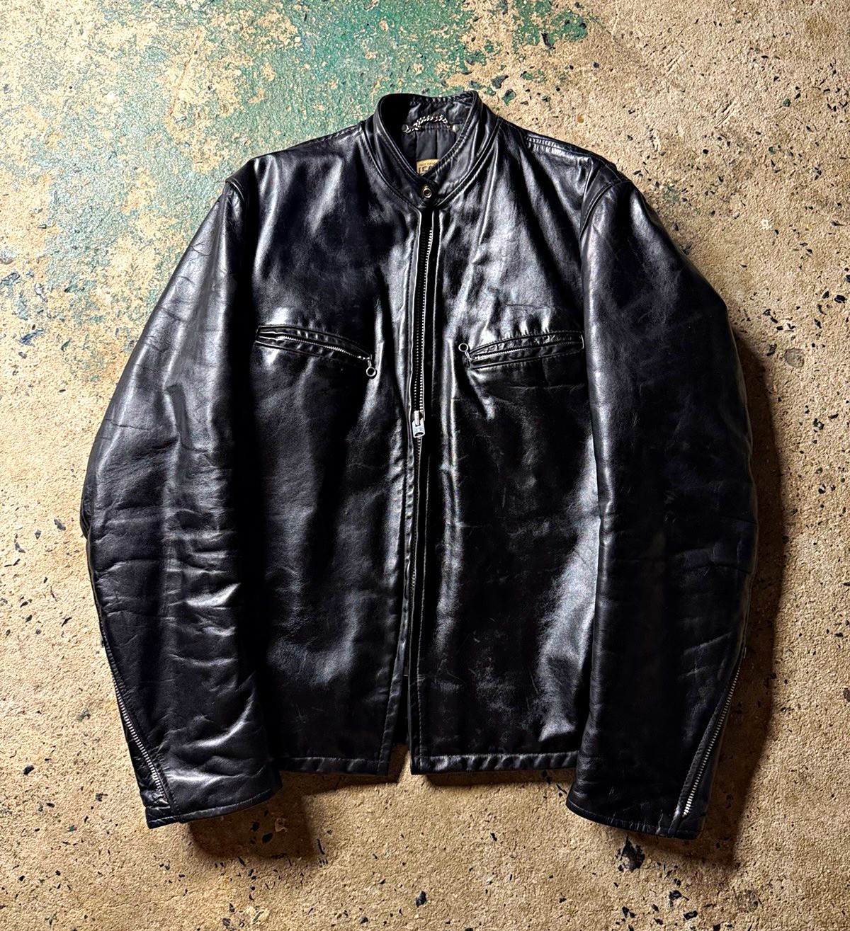 True Vintage Black Leather Moto Jacket 50s 60s Talon Zip Size Medium Cafe Racer