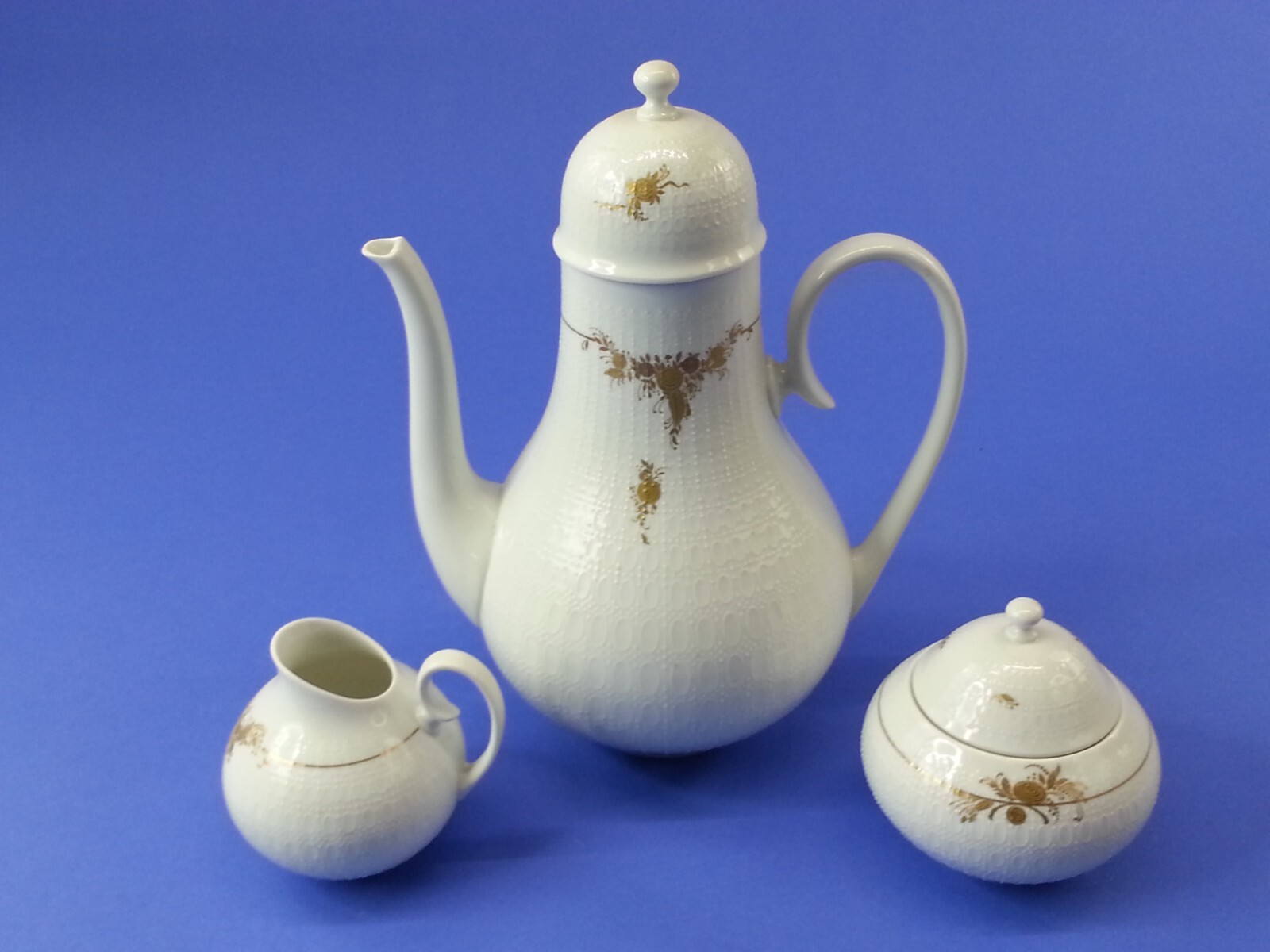 Rosenthal Studio Line 3 Pc Romance W/ Gold  Germany Tea Coffee Pot Sugar Creamer