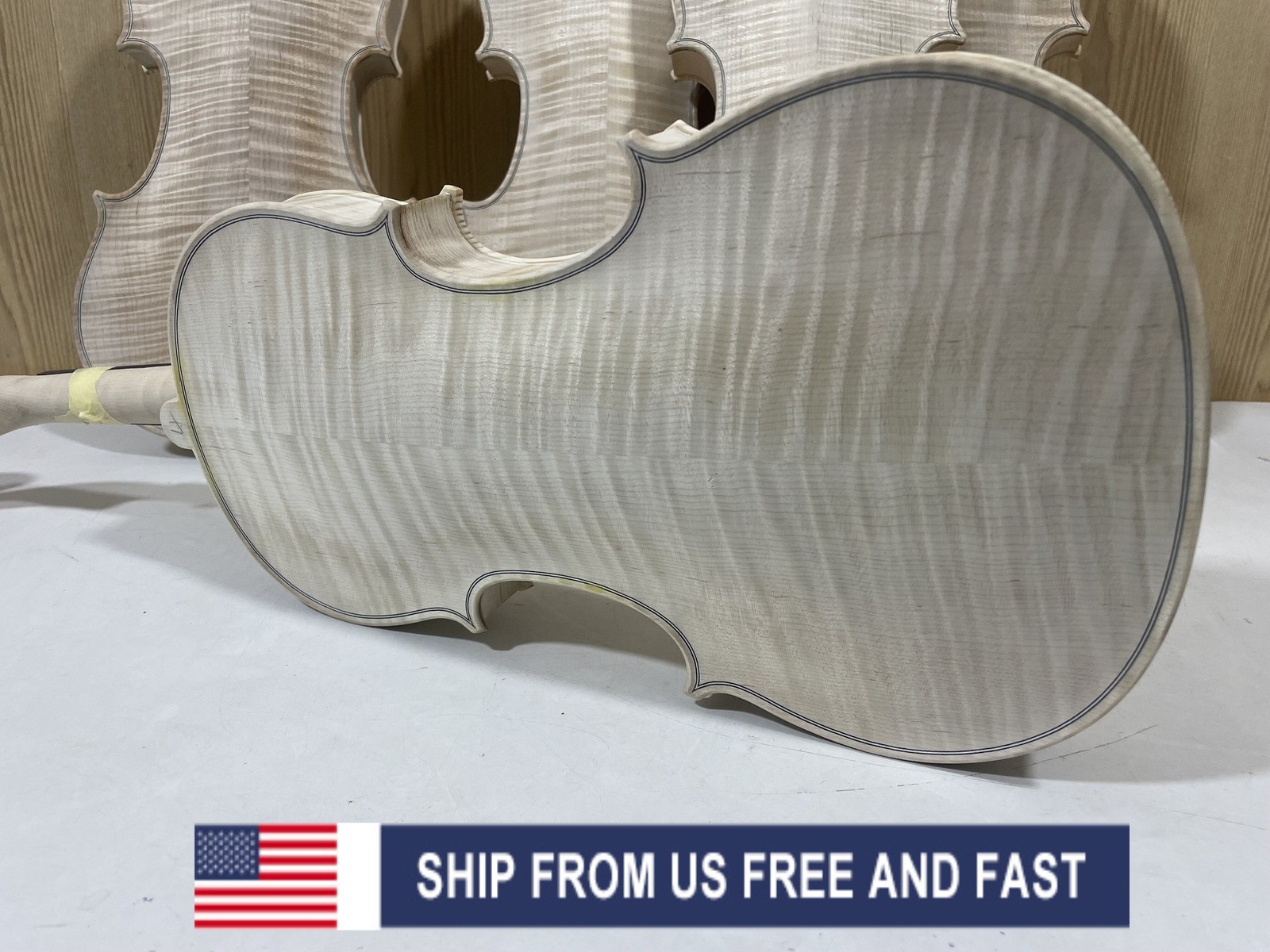 Unfinished 4/4 size white Violin 4 String Flame Maple Back With Fretboard