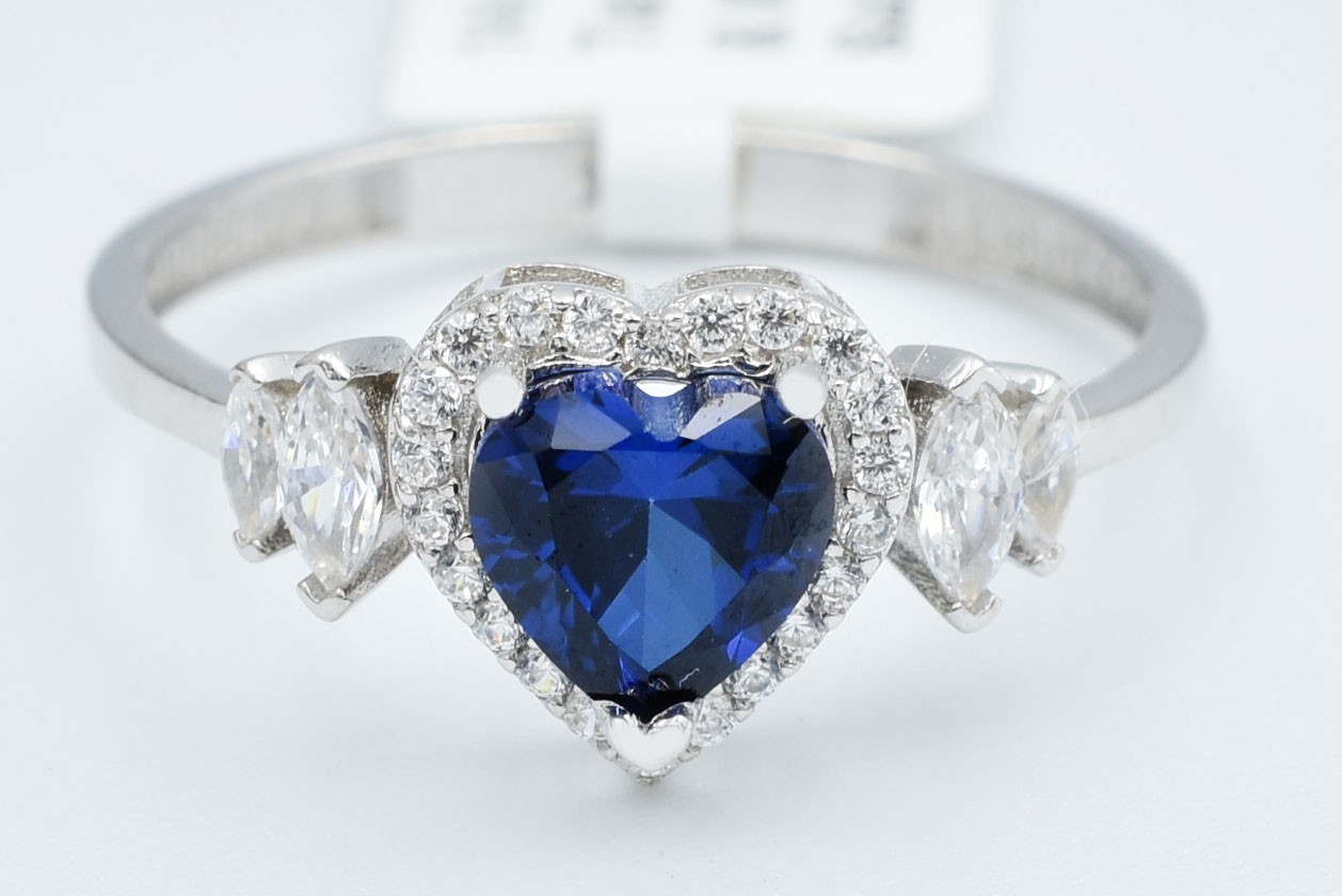 AAA TANZANITE 1.24 Cts  & WHITE SAPPHIRE HEART RING 14K SOLID WHITE GOLD-NWT