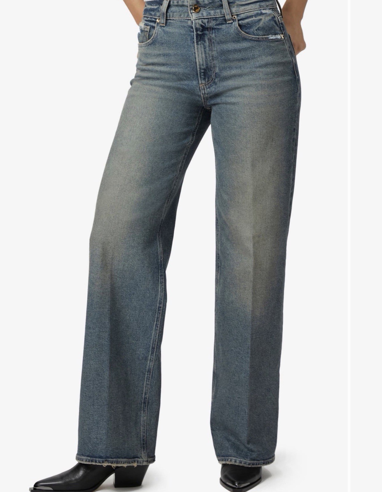 PAIGE Sasha High Rise Wide Leg Distressed Jeans Medium Wash Size 31 PAIGE Sasha High Rise Wide Leg Distressed Jeans Medium Wash Size 31
