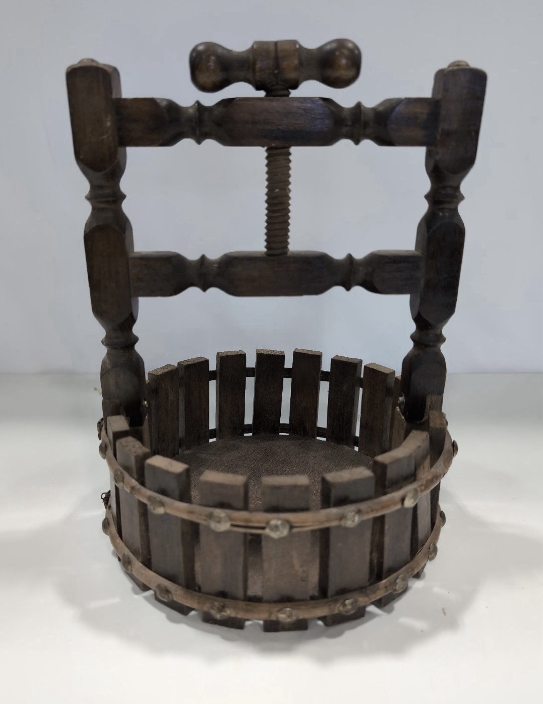 Vintage Wooden Wine And Fruit Presser Farmhouse Decor