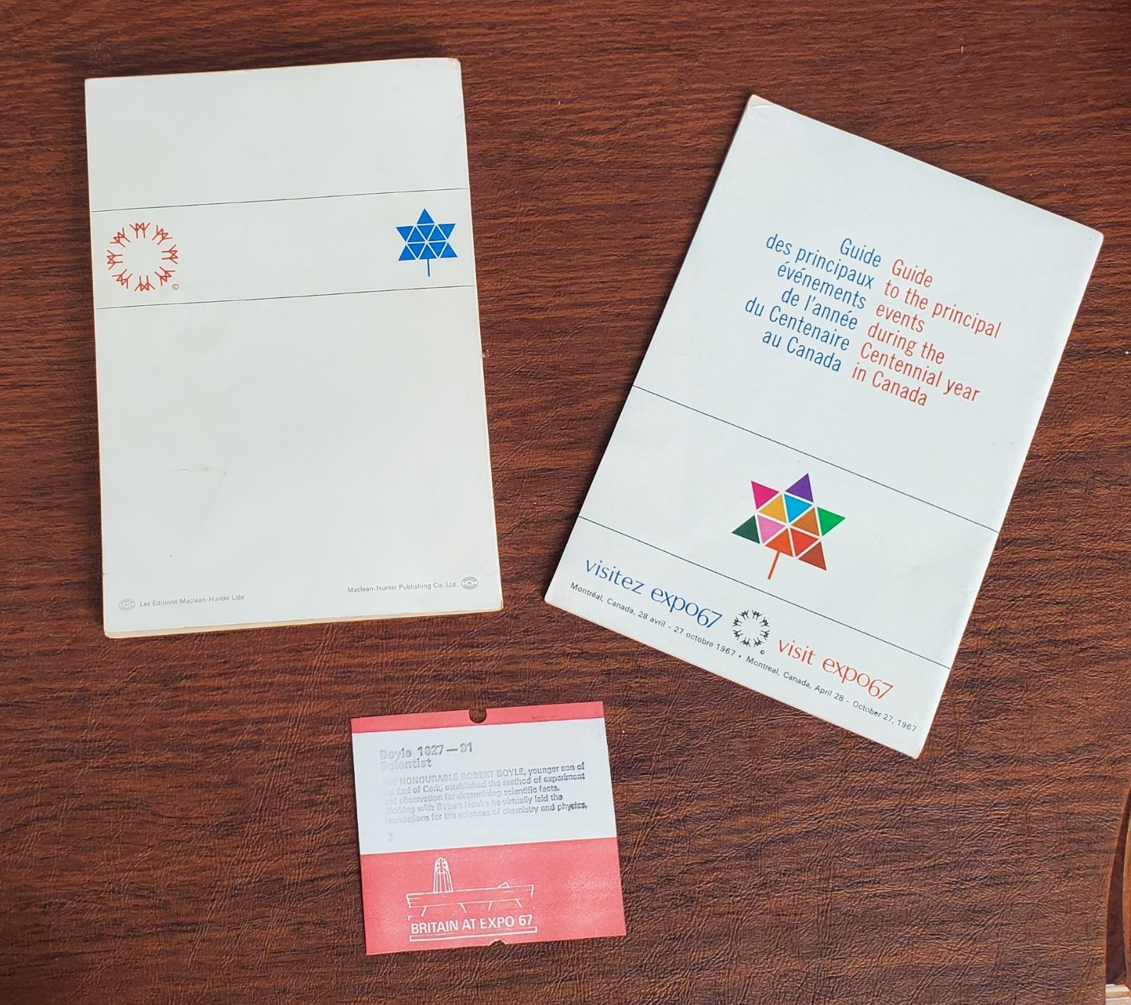VTG Expo67 official Guide English French + Canada guide + Robert Boyle card