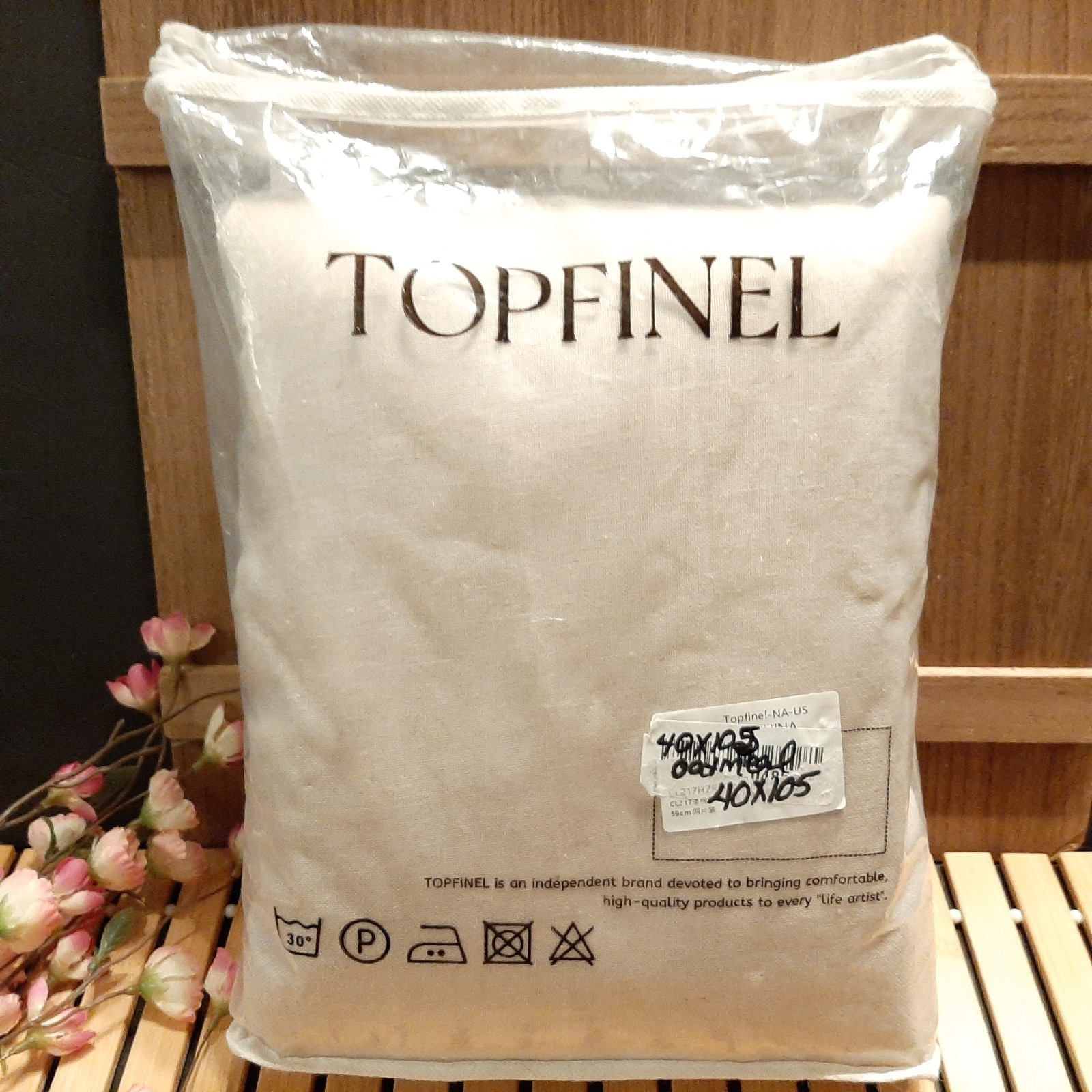 Topfinel 40 x 105 Oatmeal Pinch Pleat Semi Sheer Curtain Panels  , Cotton Linen