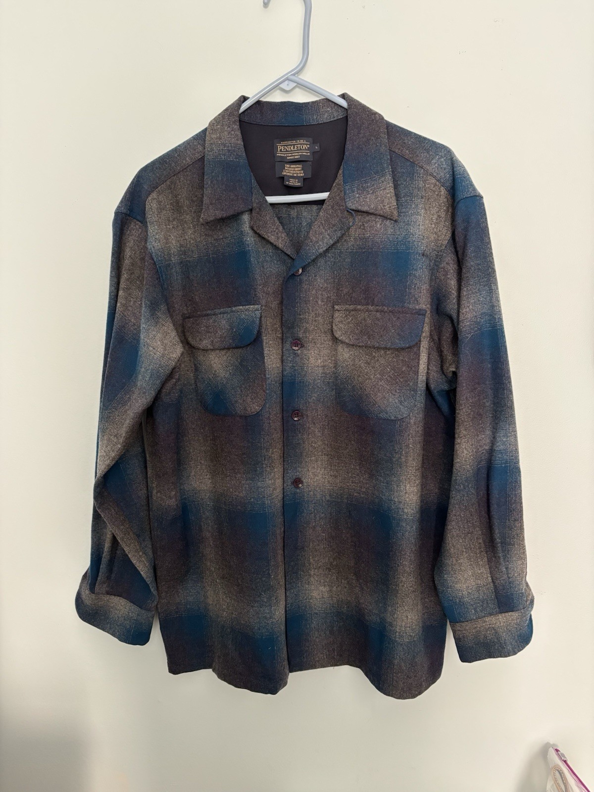 Pendleton The Original Board Shirt Blue Plaid size L Limited Rare wool Mint Pendleton The Original Board Shirt Blue Plaid size L Limited Rare wool Mint