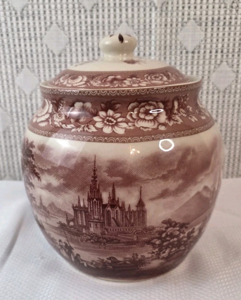 Vintage Mason’s English Ironstone \'Vista Pink\' Canister Jar 8 \