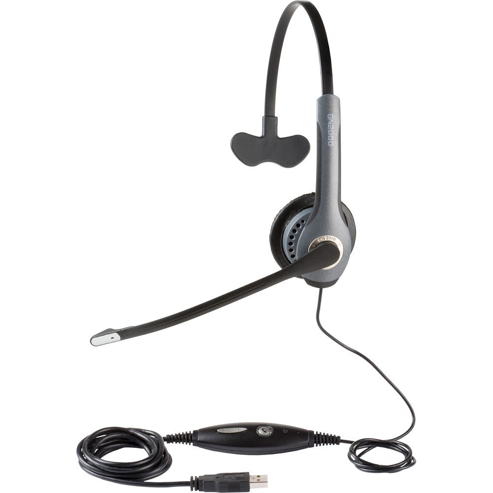 Jabra GN2000 Mono USB Wired Headset w/Noise-Canceling Boom Microphone (Black)