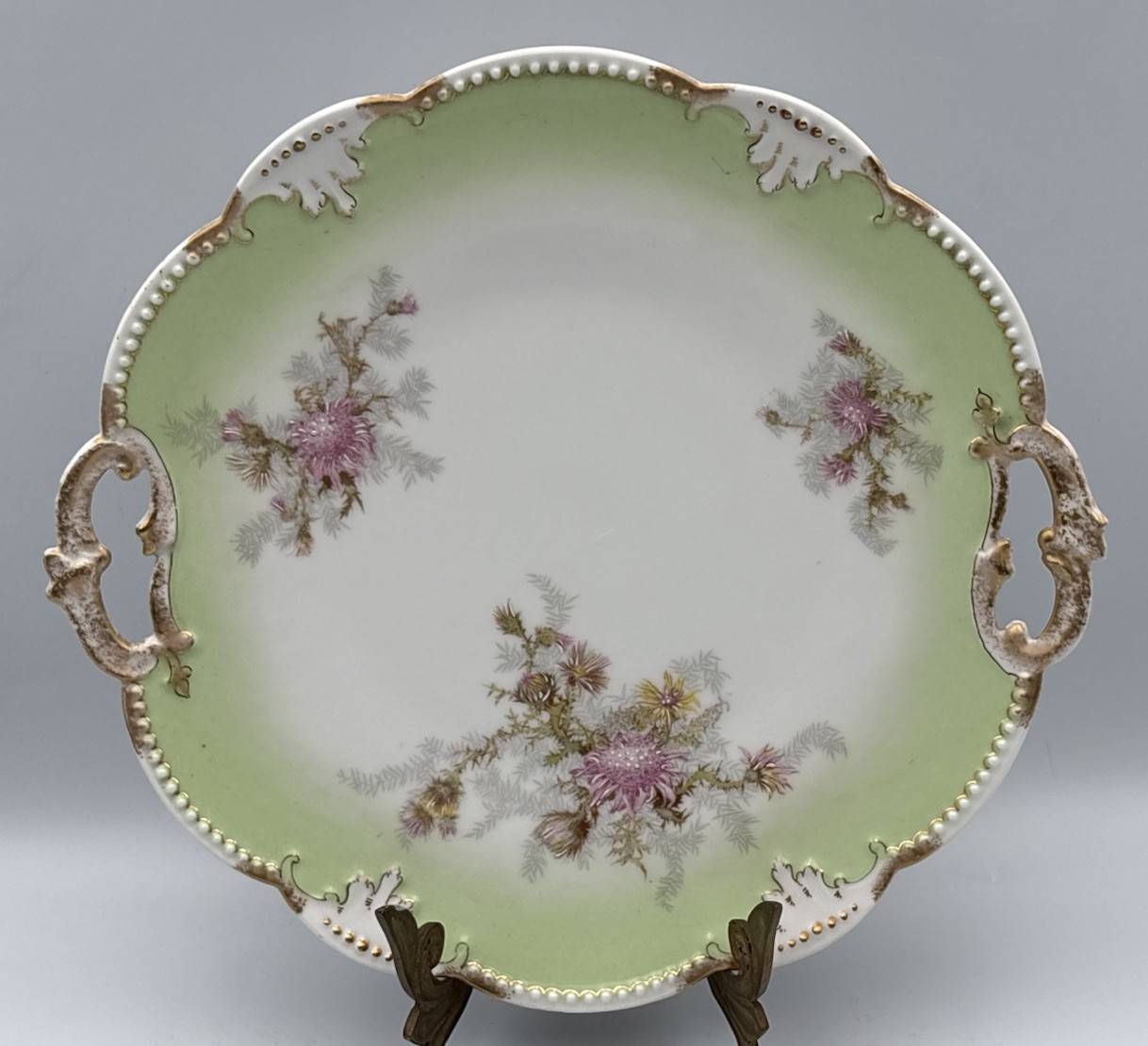 Antique AK CD Limoges France Hand Painted Pink Thistle 10\