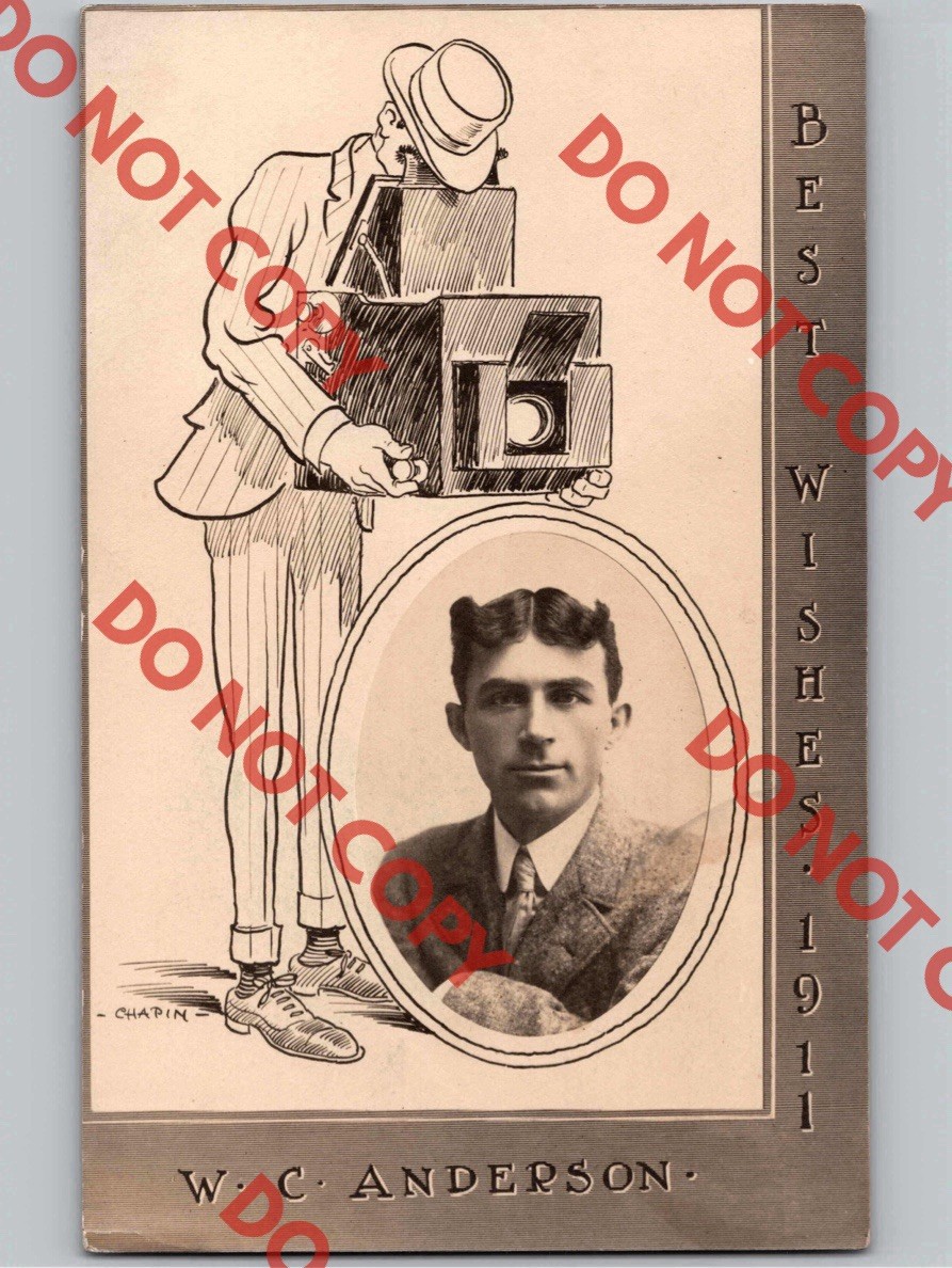 c1911 WC Anderson Photographer Photography Box Camera Illustration RPPC Photo c1911 WC Anderson Photographer Photography Box Camera Illustration RPPC Photo